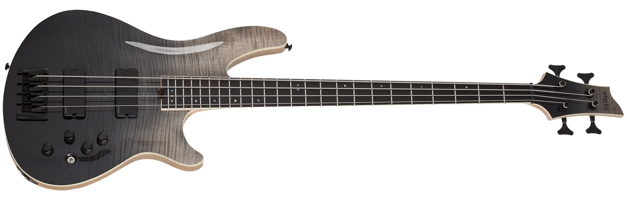 Schecter 4-string Electric Bass with Maple Top, Swamp Ash Body, Maple/Walnut/Padauk Neck - Black Fade Burst 1391-SHC