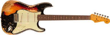 Fender Custom Shop 1963 Stratocaster Super Heavy Relic 3A Rosewood Fingerboard, Super Faded Aged Black over 3-Color Sunburst 9236091094