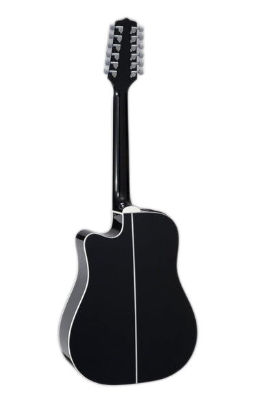 Takamine G-series Cutaway Dreadnought 12 String Acoustic Guitar With Gig Bag, Black GD38CE-BLK