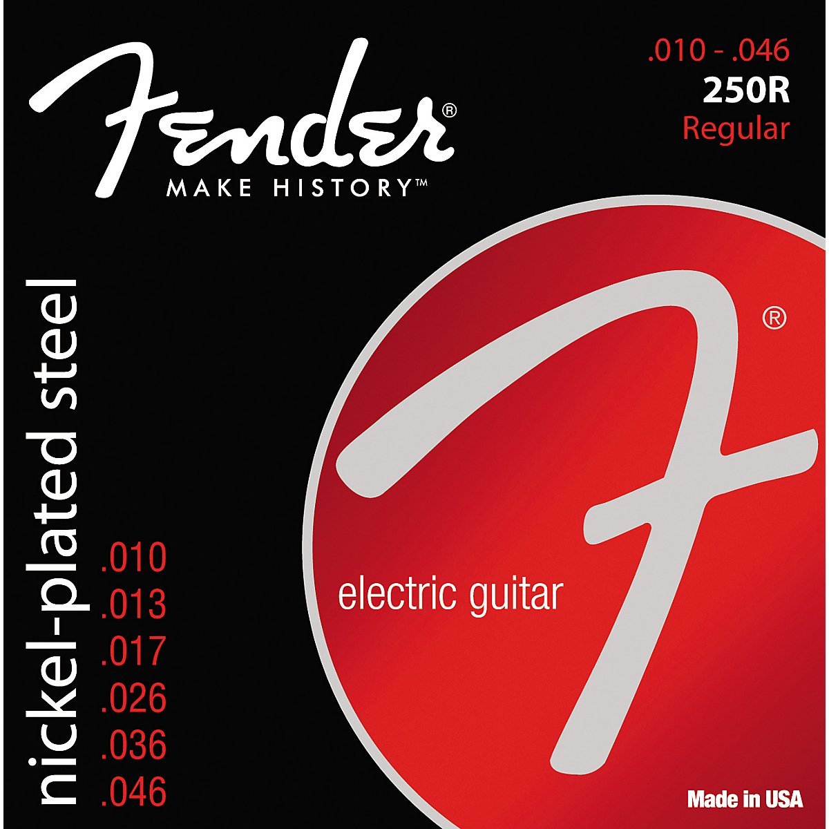 Fender 250R Electric Guitar Strings 10-46 Gauge 25 Bulk Pack