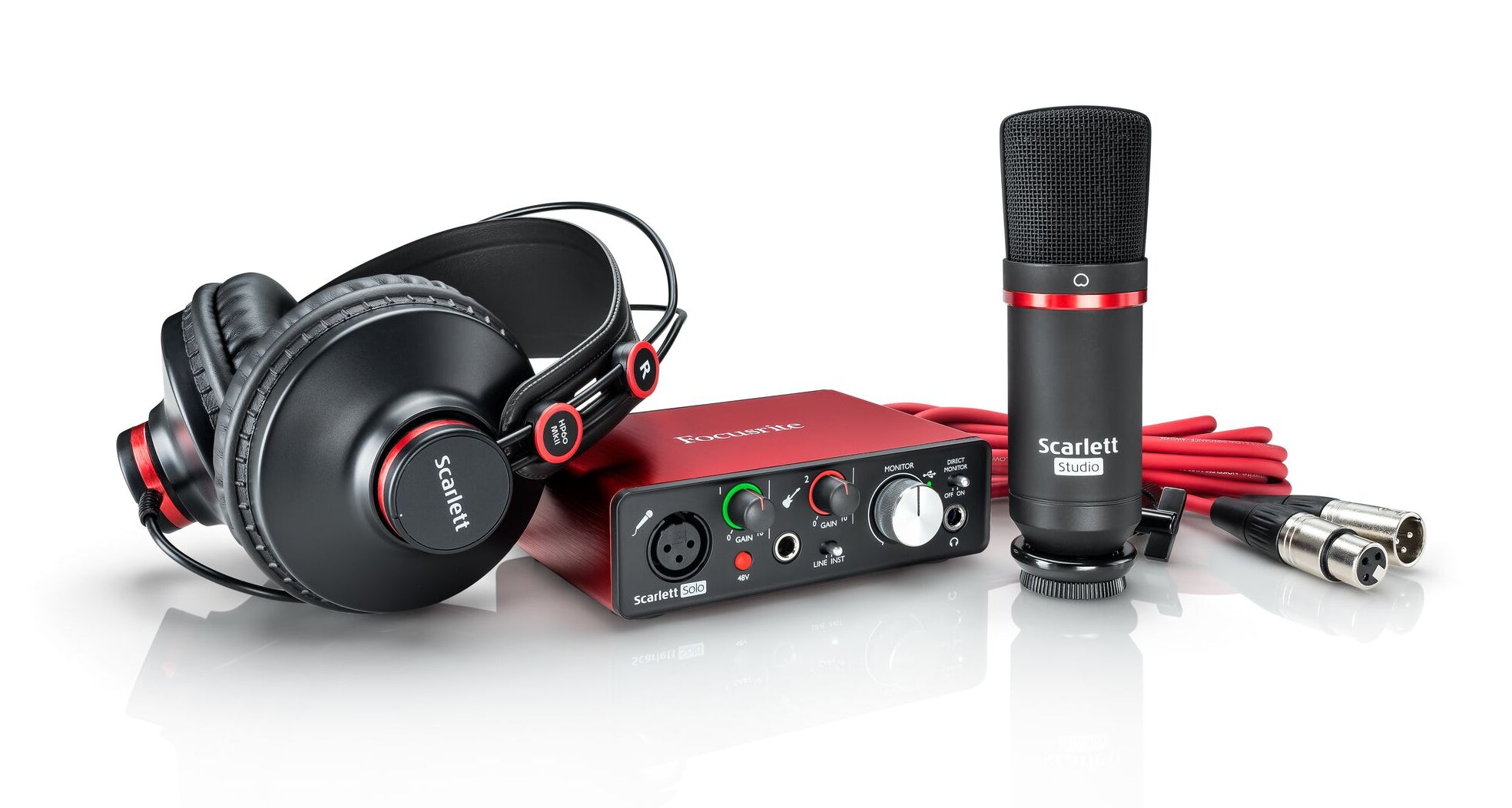 Focusrite ScarlettSoloStudioPack USB Audio Interface with CM25 Condenser Microphone and HP60 Headphones