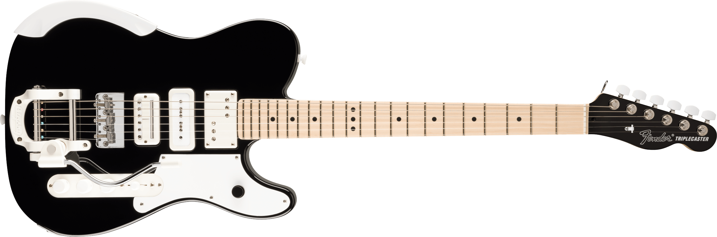 jack white guitar gear Fender USA Jack White Triplecaster Maple Fingerboard, Black 0176812706 — L.A. Music