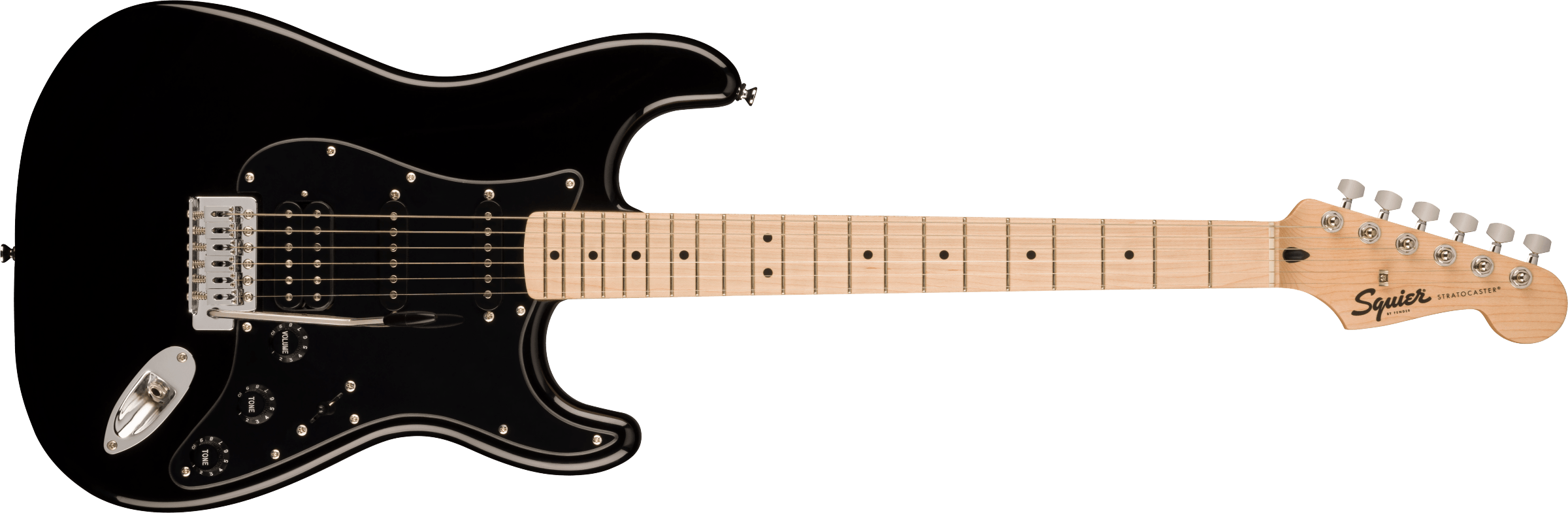 Squier Sonic® Stratocaster® HSS, Maple Fingerboard, Black Pickguard, Black 0373203506