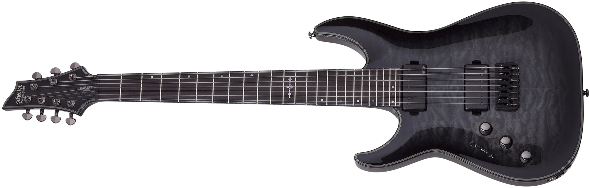 Schecter Hellraiser Hybrid C-7 LH Guitar in Trans Black Burst 1930
