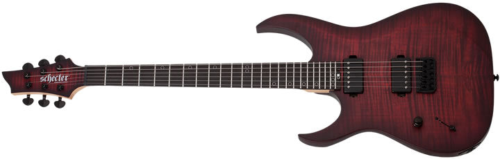 Schecter Sunset-6 Extreme Left Handed Electric Guitar, Satin Scarlet Burst 2576-SHC