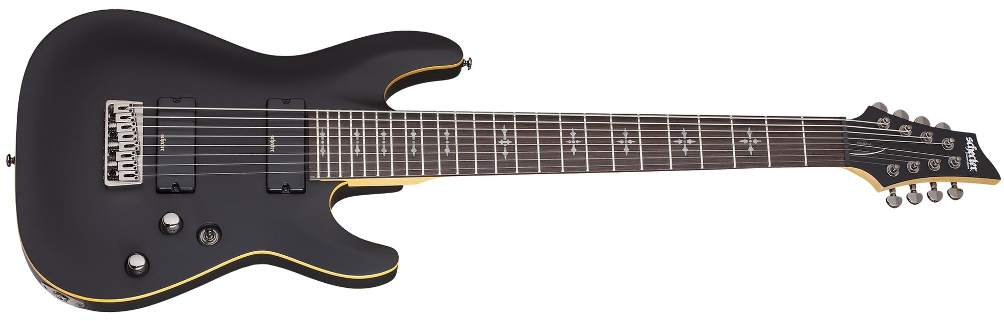 Schecter Demon-8 Electric Guitar, Aged Black Satin 3663-SHC — L.A.