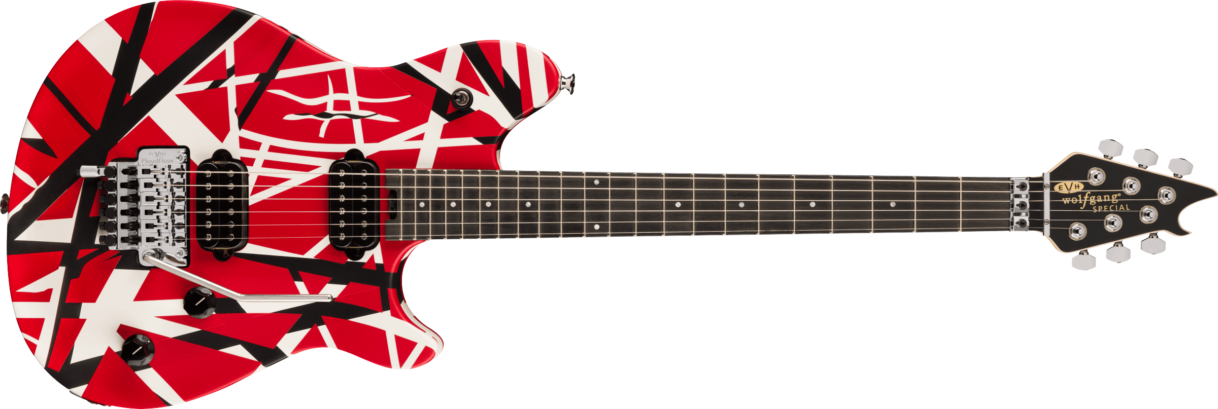 EVH Wolfgang Special Striped Series, Ebony Fingerboard Satin Red, Black, and White 5107702315