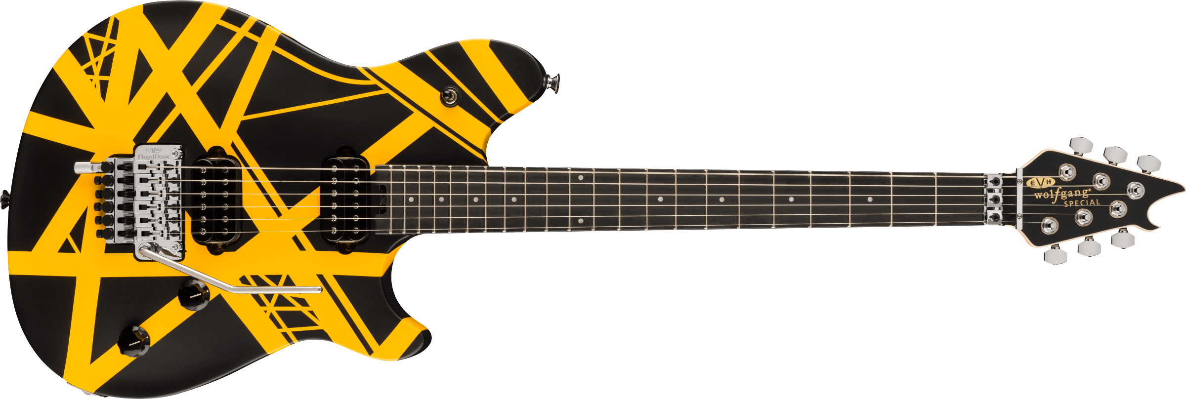 EVH Wolfgang Special Striped Series Ebony Fingerboard Satin Black and Yellow 5107702316