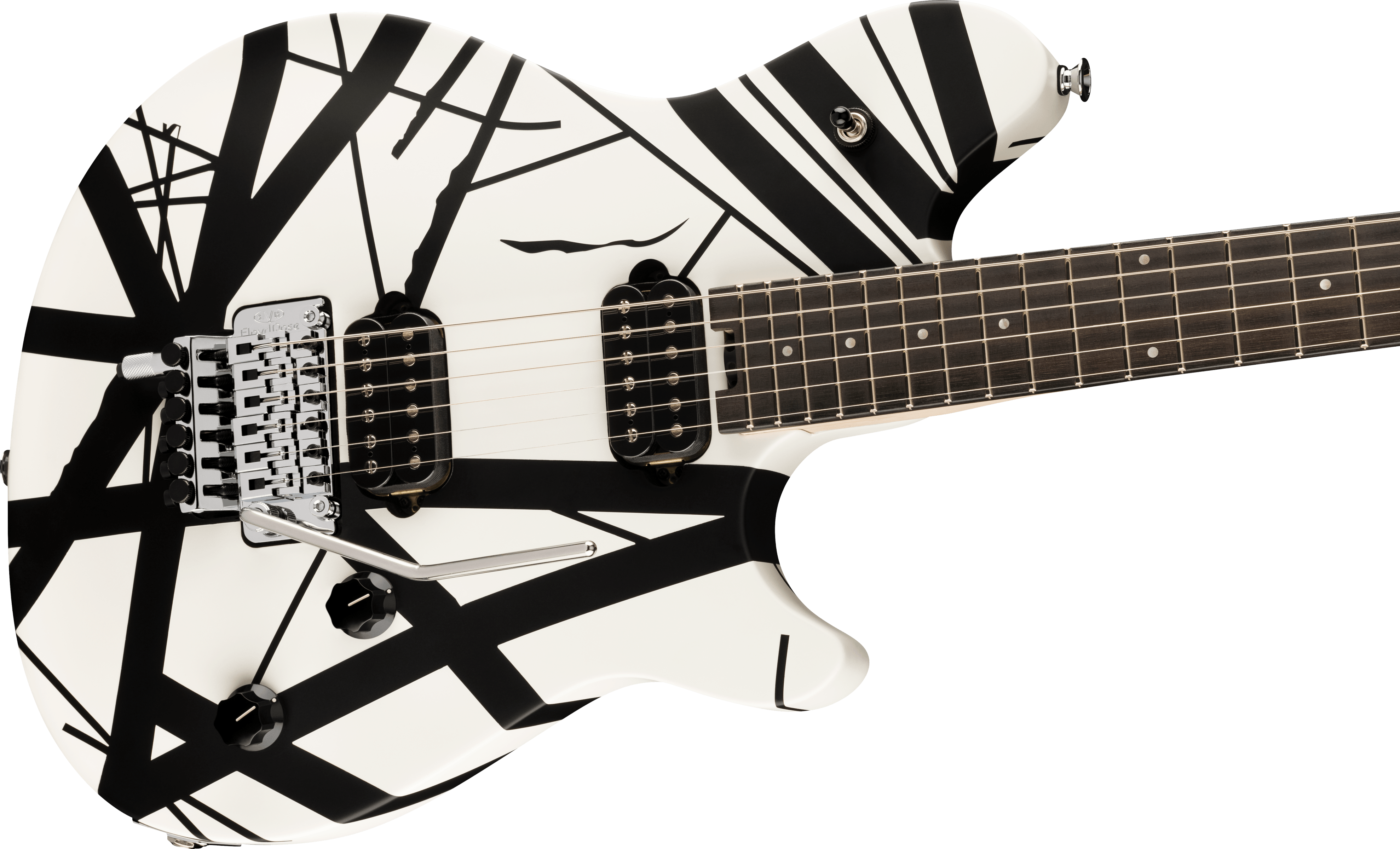 EVH Wolfgang Special Striped Series, Ebony Fingerboard Satin Black and White 5107702317