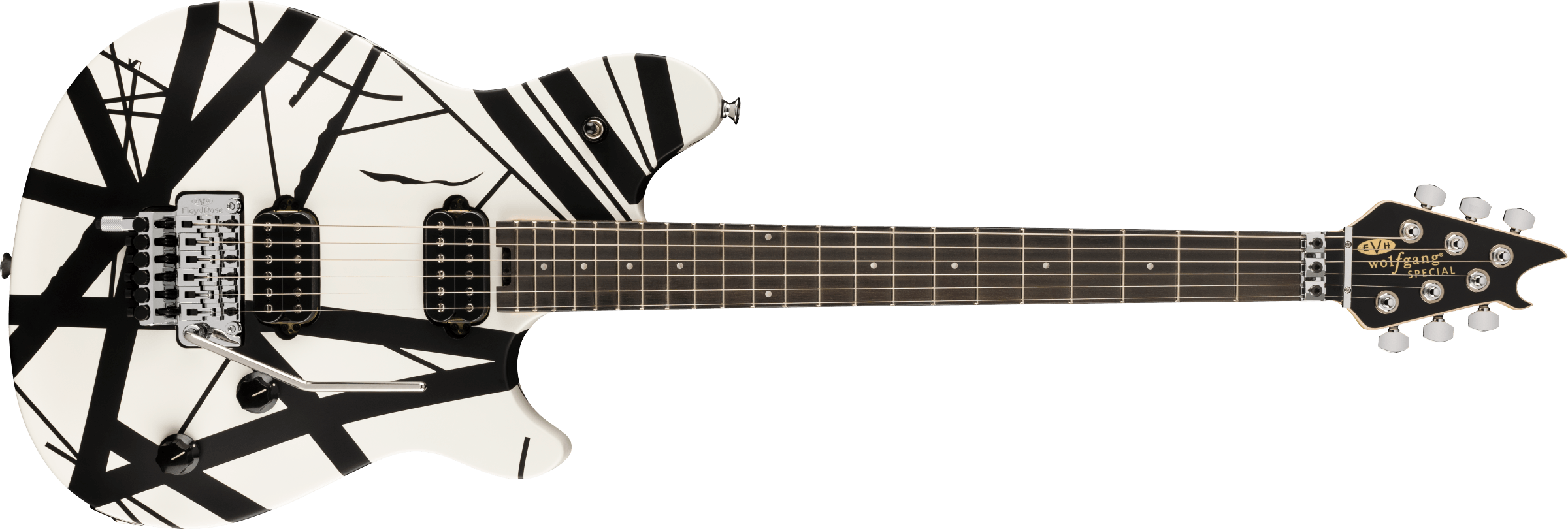 EVH Wolfgang Special Striped Series, Ebony Fingerboard Satin Black and White 5107702317