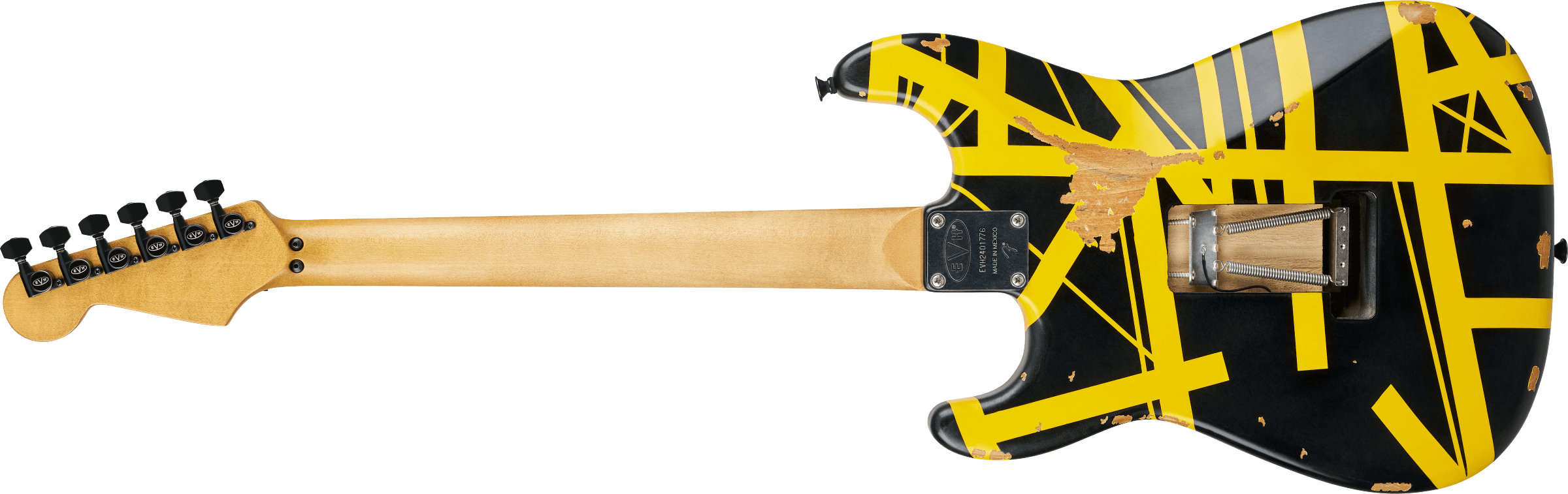 EVH Limited Edition Striped Series Frankenstein Frankie, Maple Fingerboard, Black with Yellow Stripes, Aged 5107900528