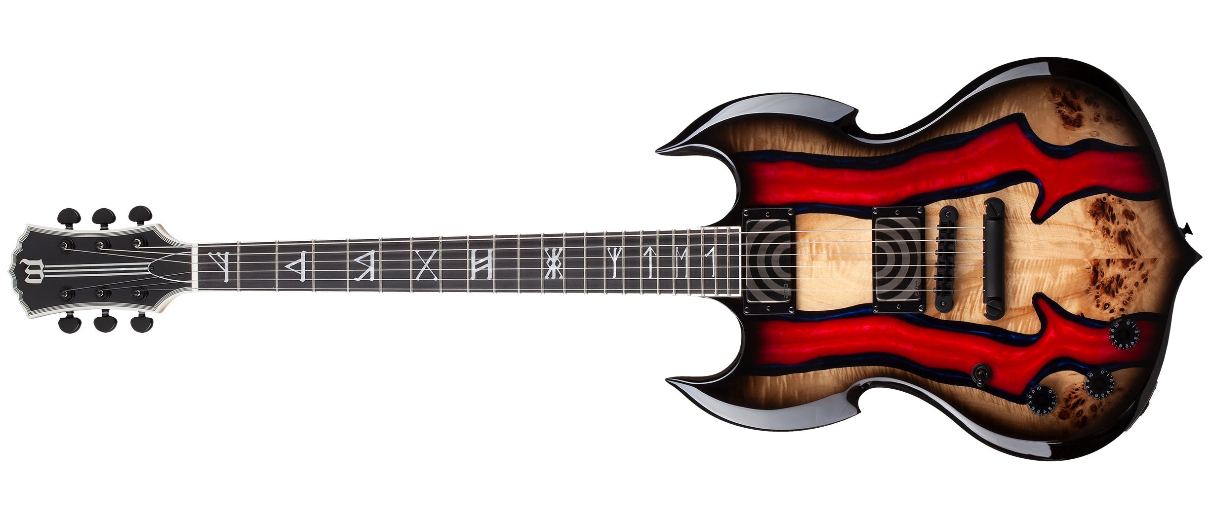 WYLDE AUDIO LEFT HANDED BARBARIAN SPECIAL EDITION BLOOD RIVER BURL LH 4594-SHC