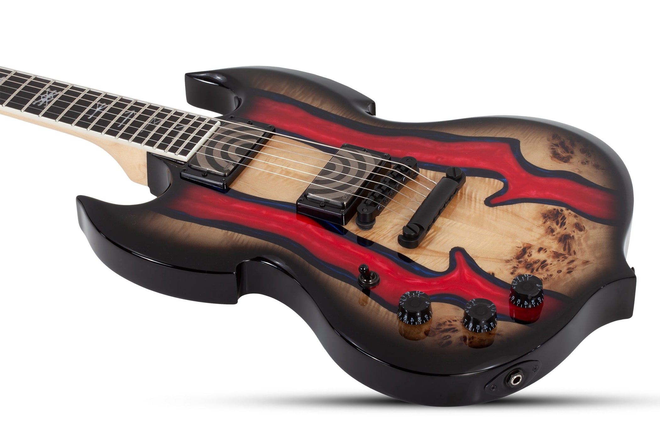 WYLDE AUDIO LEFT HANDED BARBARIAN SPECIAL EDITION BLOOD RIVER BURL LH 4594-SHC