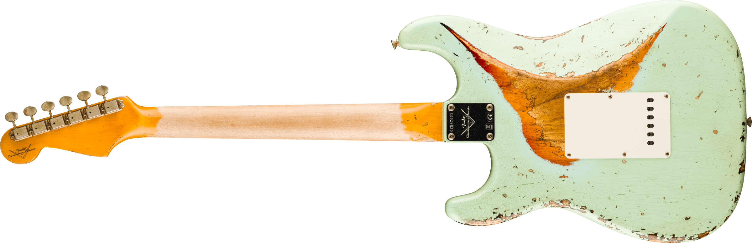 FENDER USA CUSTOM SHOP 1961 Stratocaster Super Heavy Relic, 3A Rosewood Fingerboard, Aged Surf Green over 3-Color Sunburst 9231016779 SERIAL NUMBER CZ590492 - 7 LBS 6 OZ
