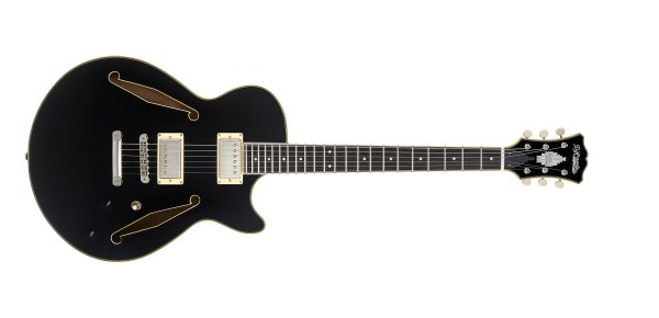 D'Angelico Excel Tour SS Electric Guitar, Solid Black DAESSTSBKSNS