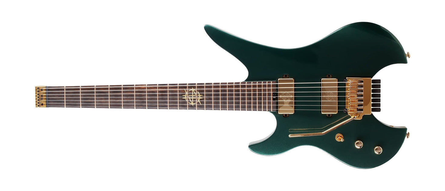 SCHECTER LEFFT HANDED SYNYSTER GATES CUSTOM-7 TR HEADLESS OAK GREEN ME