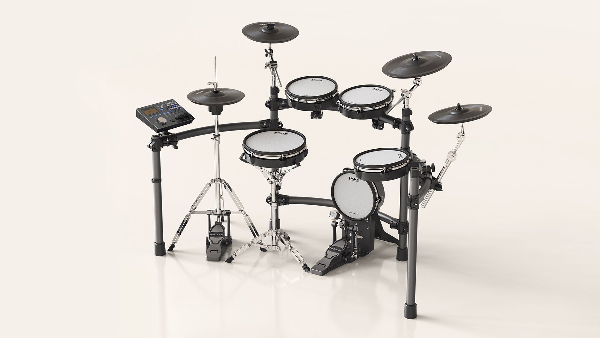 NUX 5-Piece Professional Digital Electronic Drum Set With Mesh Head DM