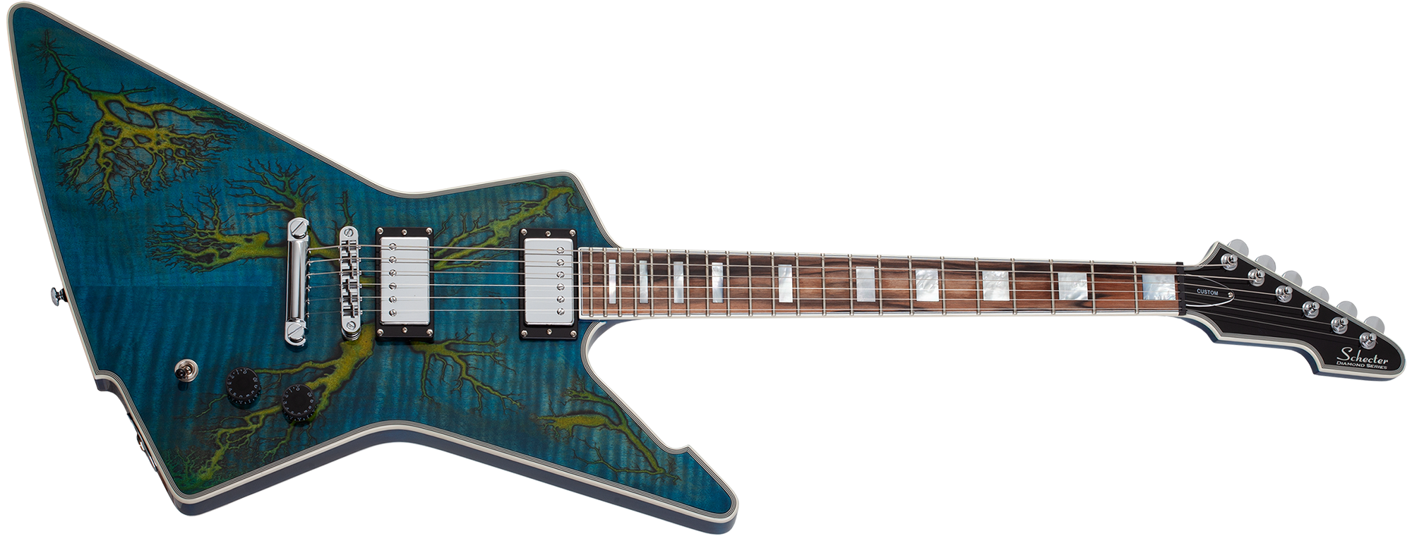 Schecter E-1 Electro-Resin Transparent Blue 603-SHC SERIAL NUMBER W24110518 - 7.2 LBS