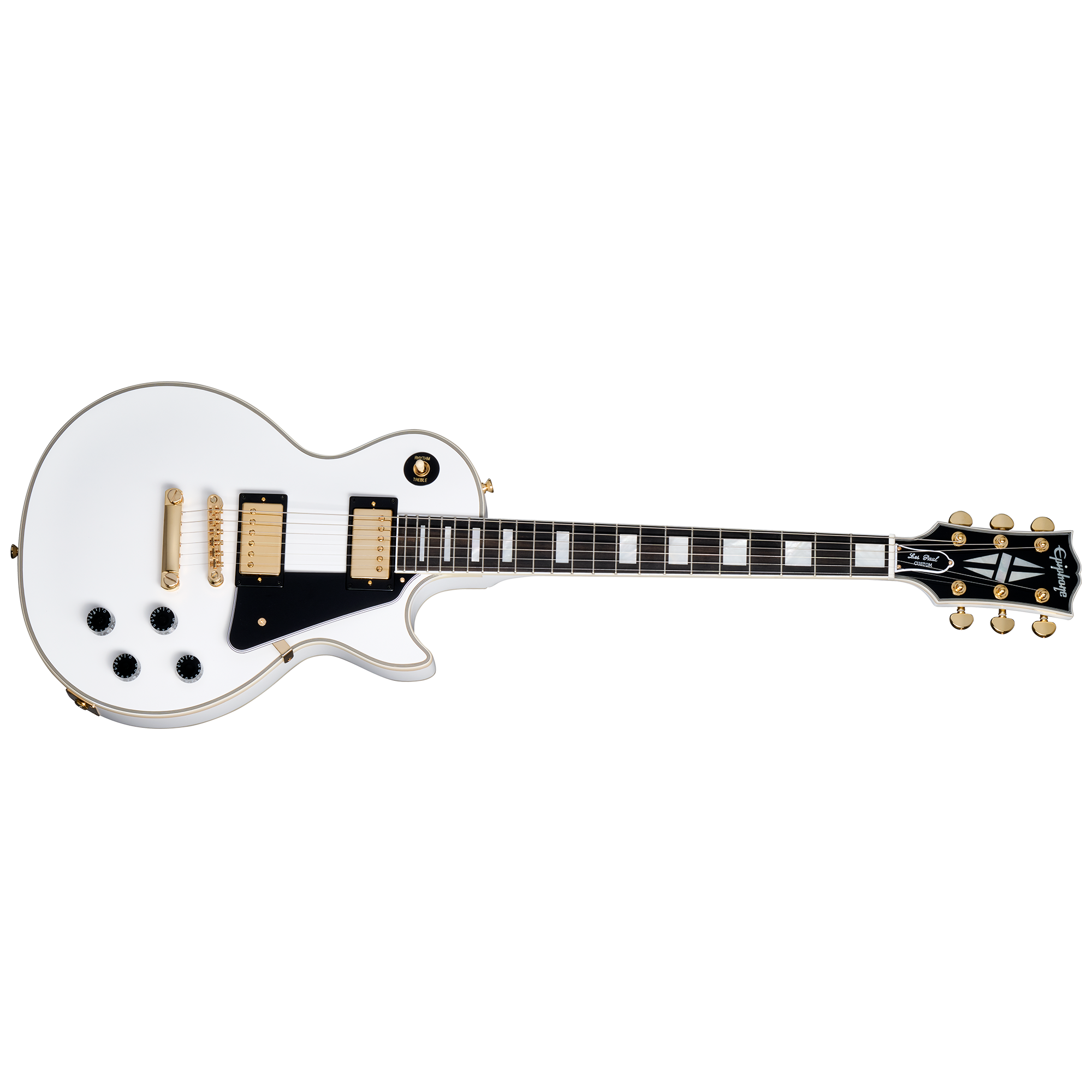 Epiphone ( GIBSON HEADSTOCK ) Les Paul Custom Electric Guitar with Case - White ECLPCAWGH