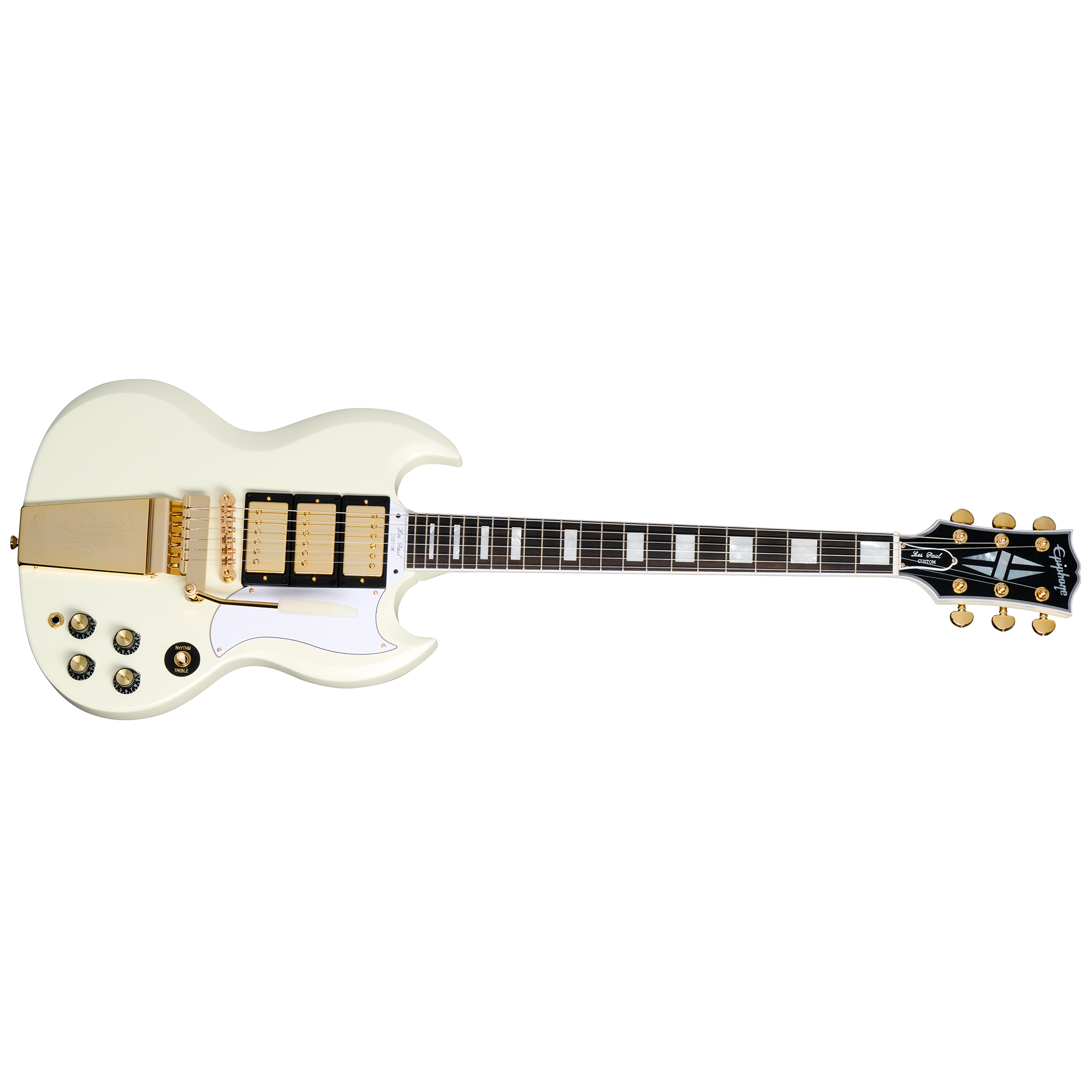 Epiphone ( GISBON HEADSTOCK ) 1963 Les Paul SG Custom with Maestro Vibrola with Case - Classic White ECSGC63CWVGM