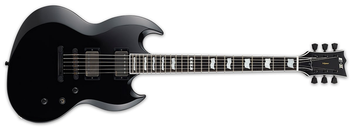 ESP E-II Made in Japan VIPER 6 String Electric Guitar, Black EIIVIPERB