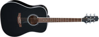 Takamine Solid Spruce Dreadnought Acoustic / Electric Guitar With Case, Gloss Black FT341
