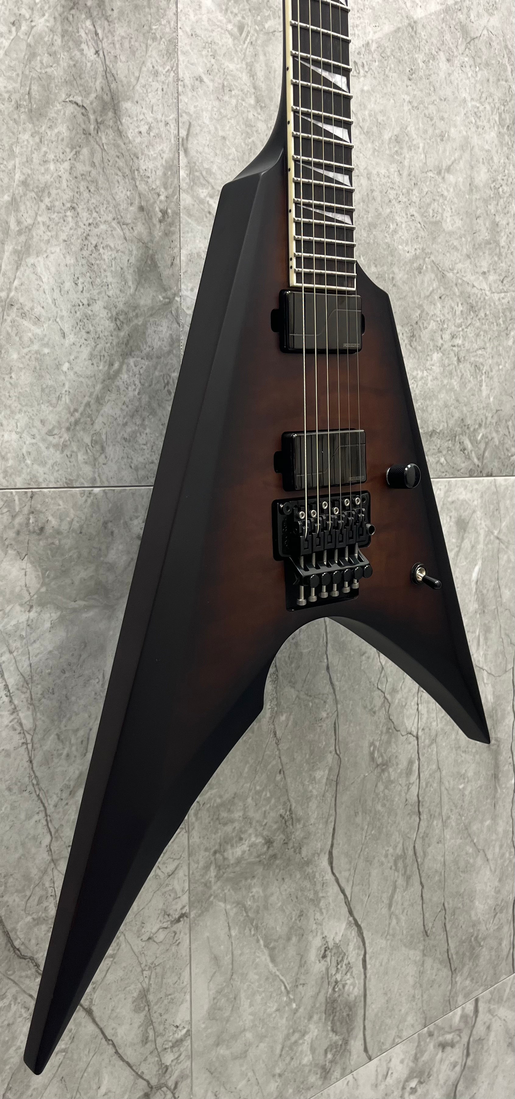 ESP LTD ARROW1000 Arrow-1000 LTD Deluxe V Shape 6 String Electric Guitar, Dark Brown Sunburst Satin LARROW1000QMDBSBS SERIAL NUMBER W24021605 - 7 LBS 4 OZ