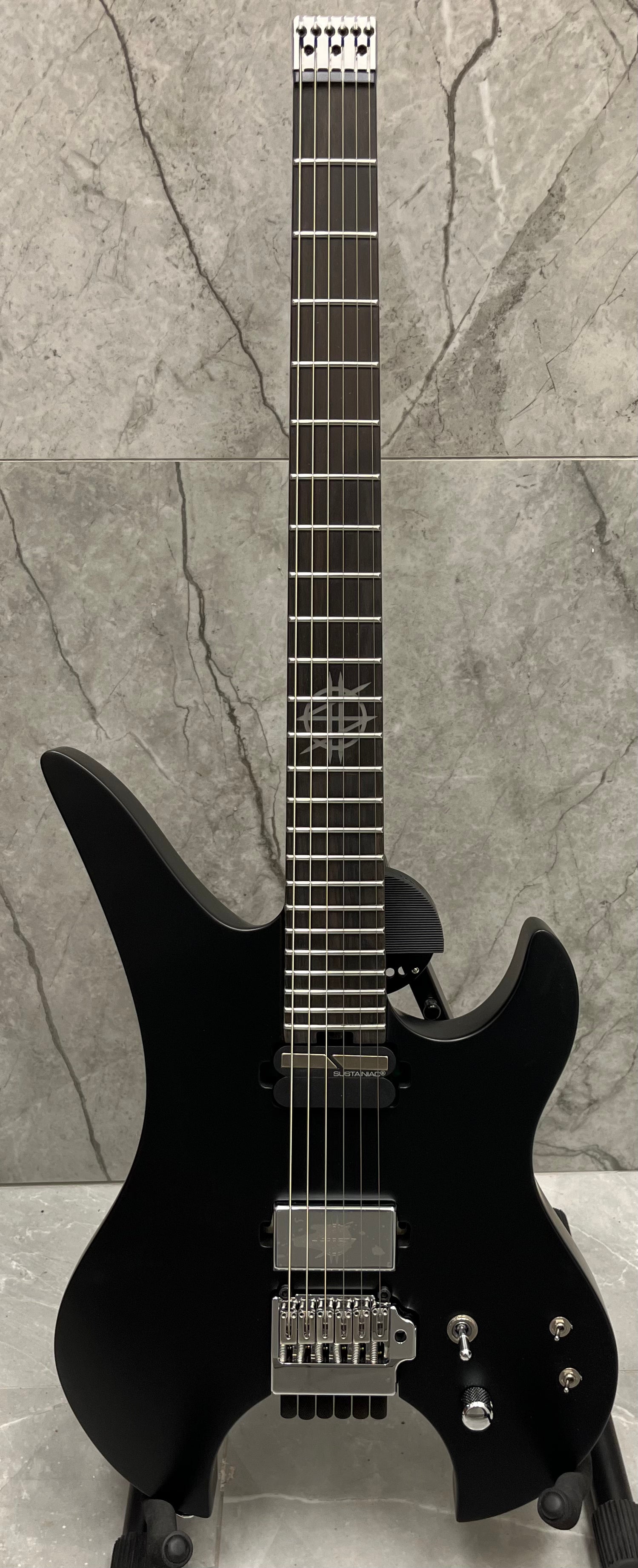 Schecter Synyster Gates Custom 6 TR S W/ SUSTAINIAC Headless Electric Guitar, Satin Black 2115-SHC