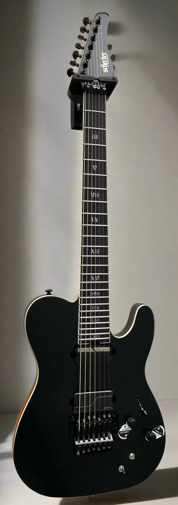 Schecter Pt 7 String Fr S SLS ELITE Evil Twin w/ Sustainiac and Floyd Rose Satin Black 1384-SHC