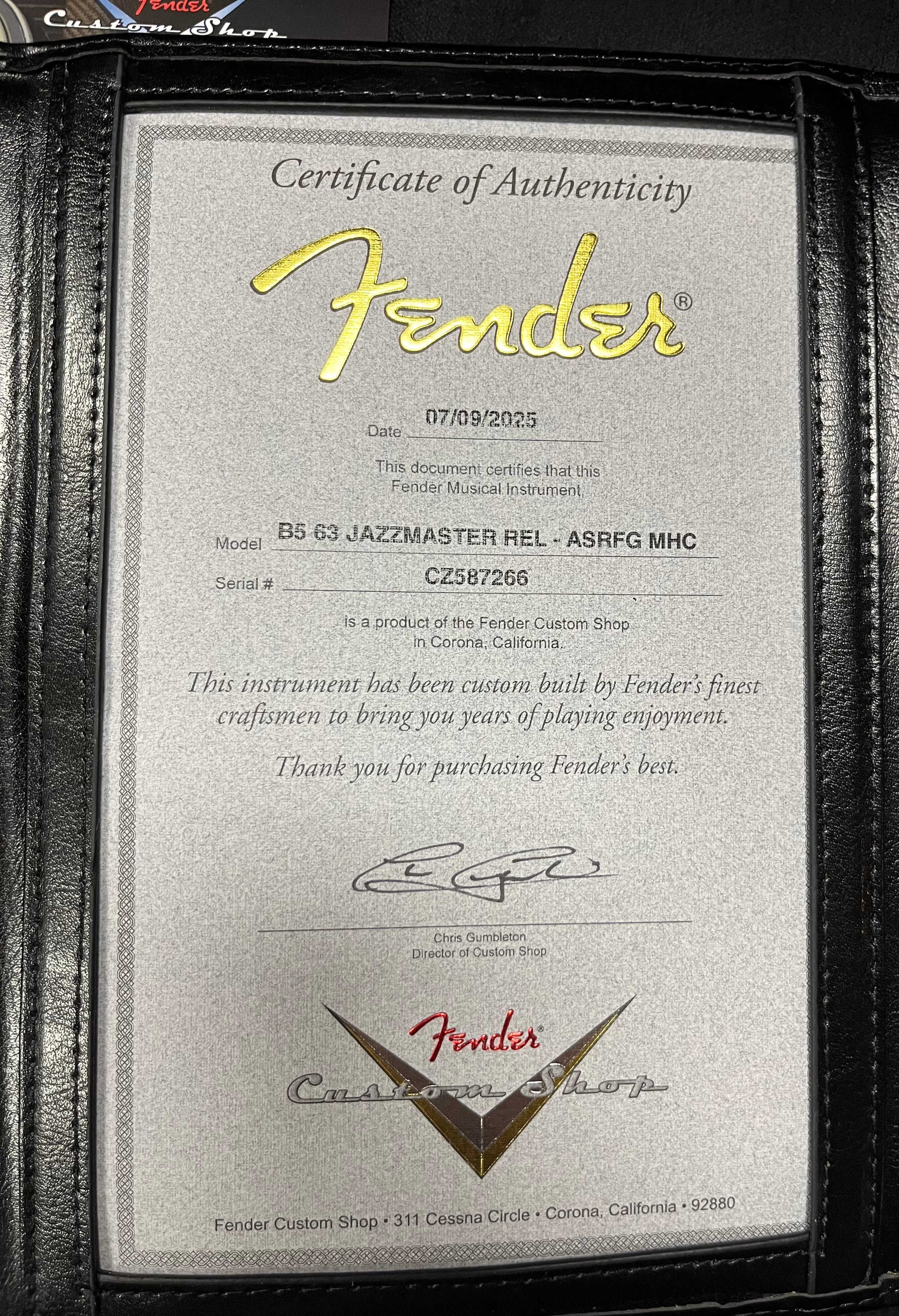 Fender Custom Shop 1963 Jazzmaster Relic Rosewood Fingerboard Aged Surf Green 9235700048 SERIAL NUMBER CZ587266 - 8 LBS 5 OZ