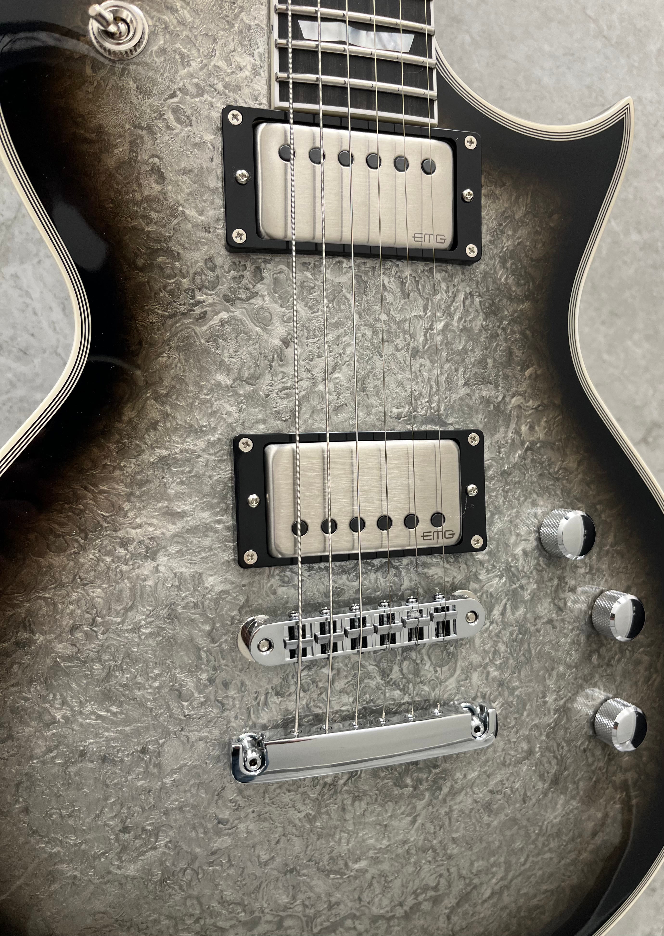 ESP ORIGINAL SERIES ECLIPSE CUSTOM SILVER LIQUID METAL BURST EECCTMSLMB SERIAL NUMBER E2440252 - 8 LBS 12 OZ