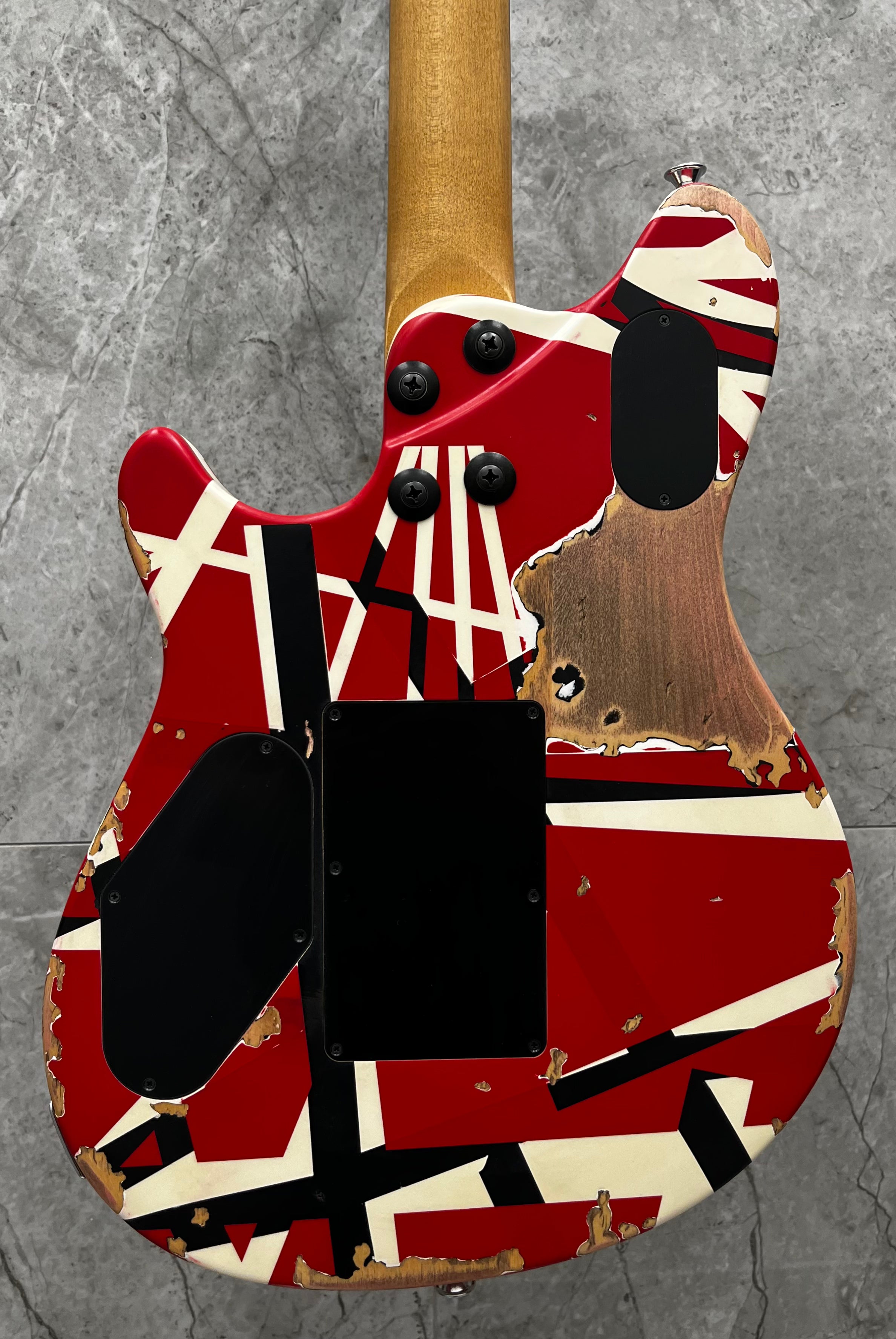 EVH Limited Edition Wolfgang Special Striped Series, Ebony Fingerboard, Red, Black, and White, Aged 5107500315 SERIAL NUMBER WG250305M - 7 LBS 2 OZ
