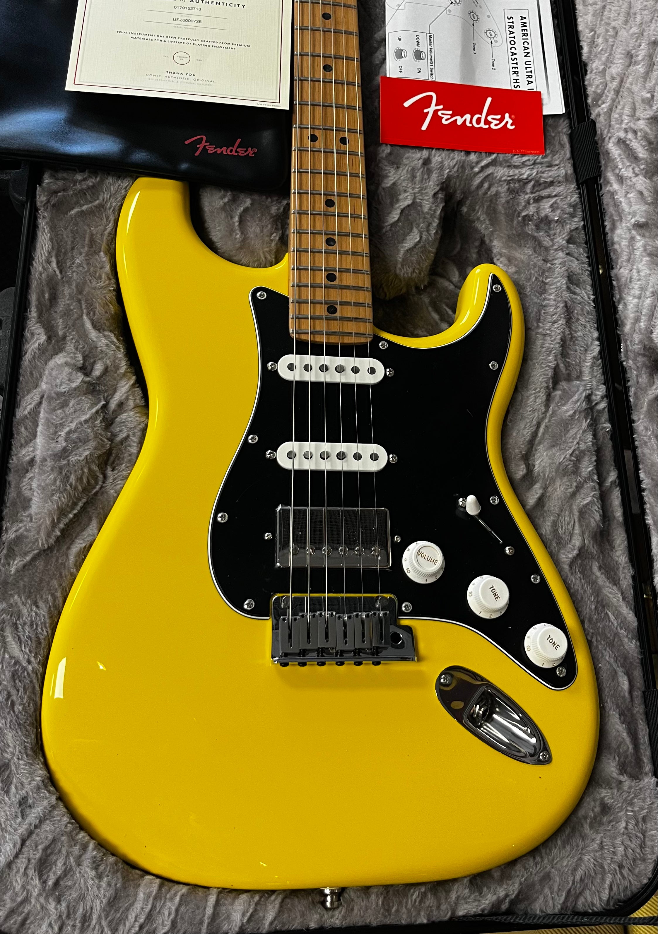 Fender Limited Edition American Ultra II Stratocaster HSS Graffiti Yellow w/Seymour Duncan 0179152713 SERIAL NUMBER US26000726 - 8 LBS 2 OZ