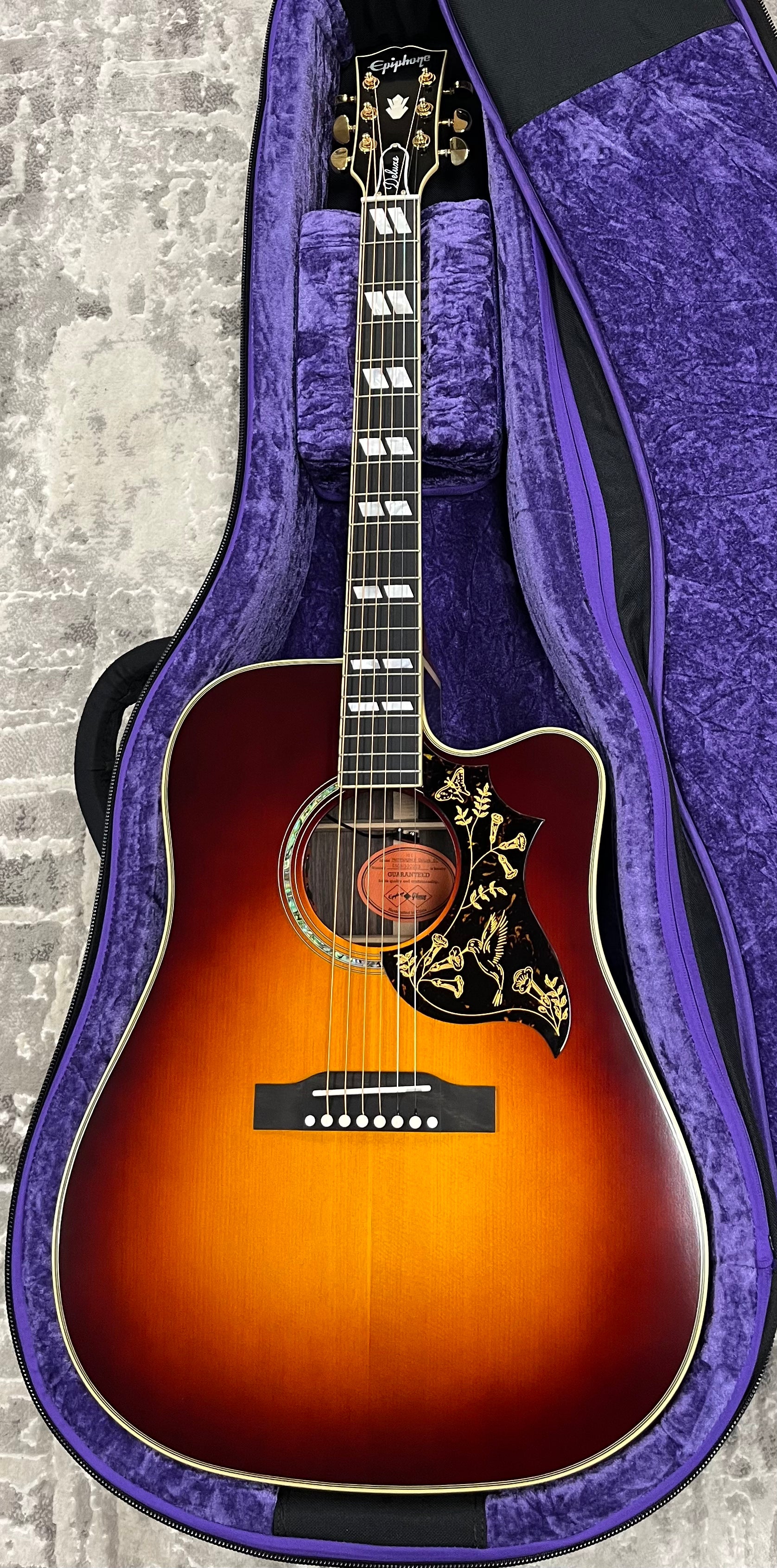 Epiphone Inspired by Gibson Custom Hummingbird Deluxe EC ECHBDECABGH Autumn Burst