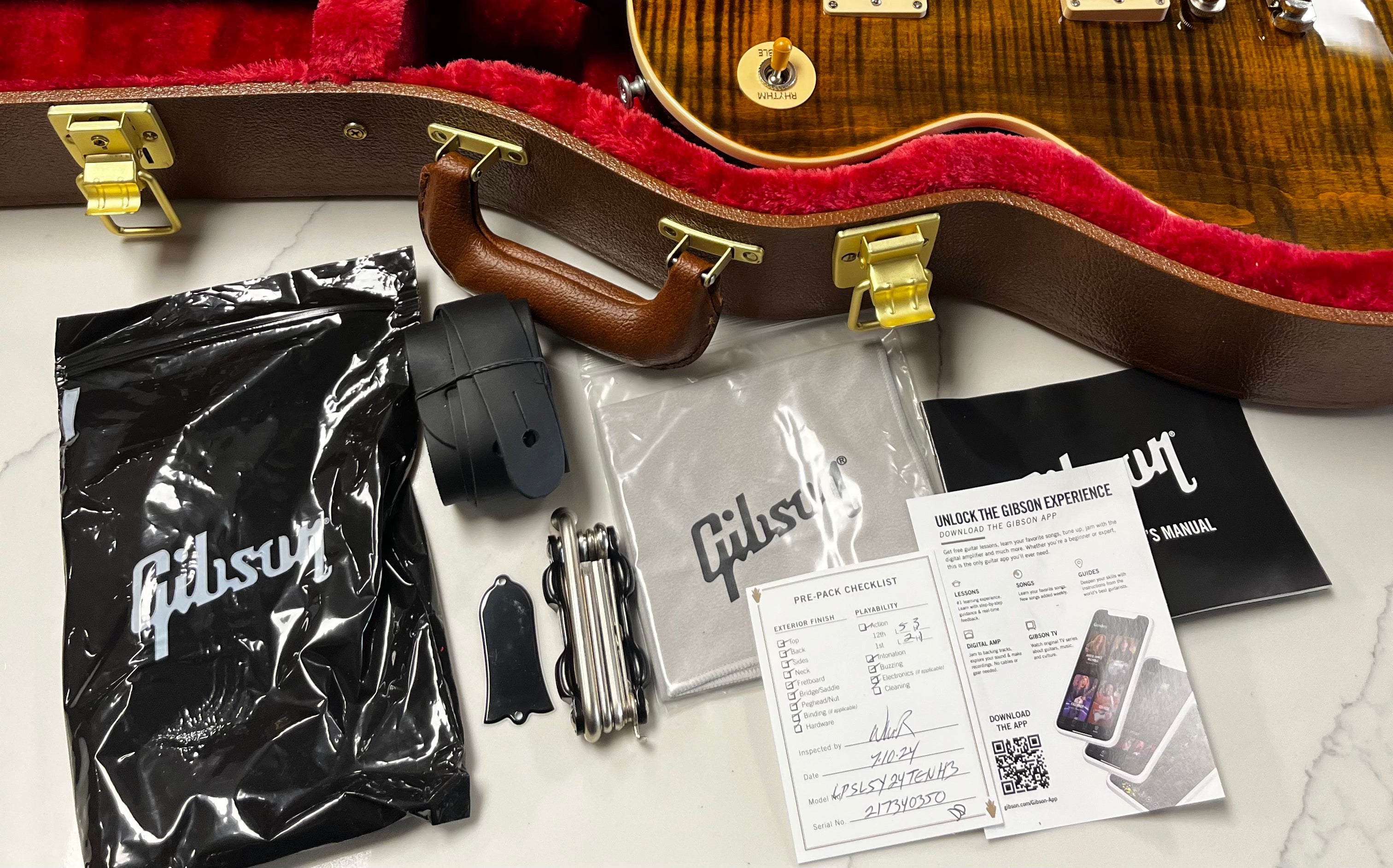 Gibson Limited Edition Les Paul Standard Lite AAA FLAME Electric Guitar with Hardshell Case - Yellow Tiger LPSL5Y24TGNH SERIAL NUMBER 217340350 - 7 LBS 10 OZ