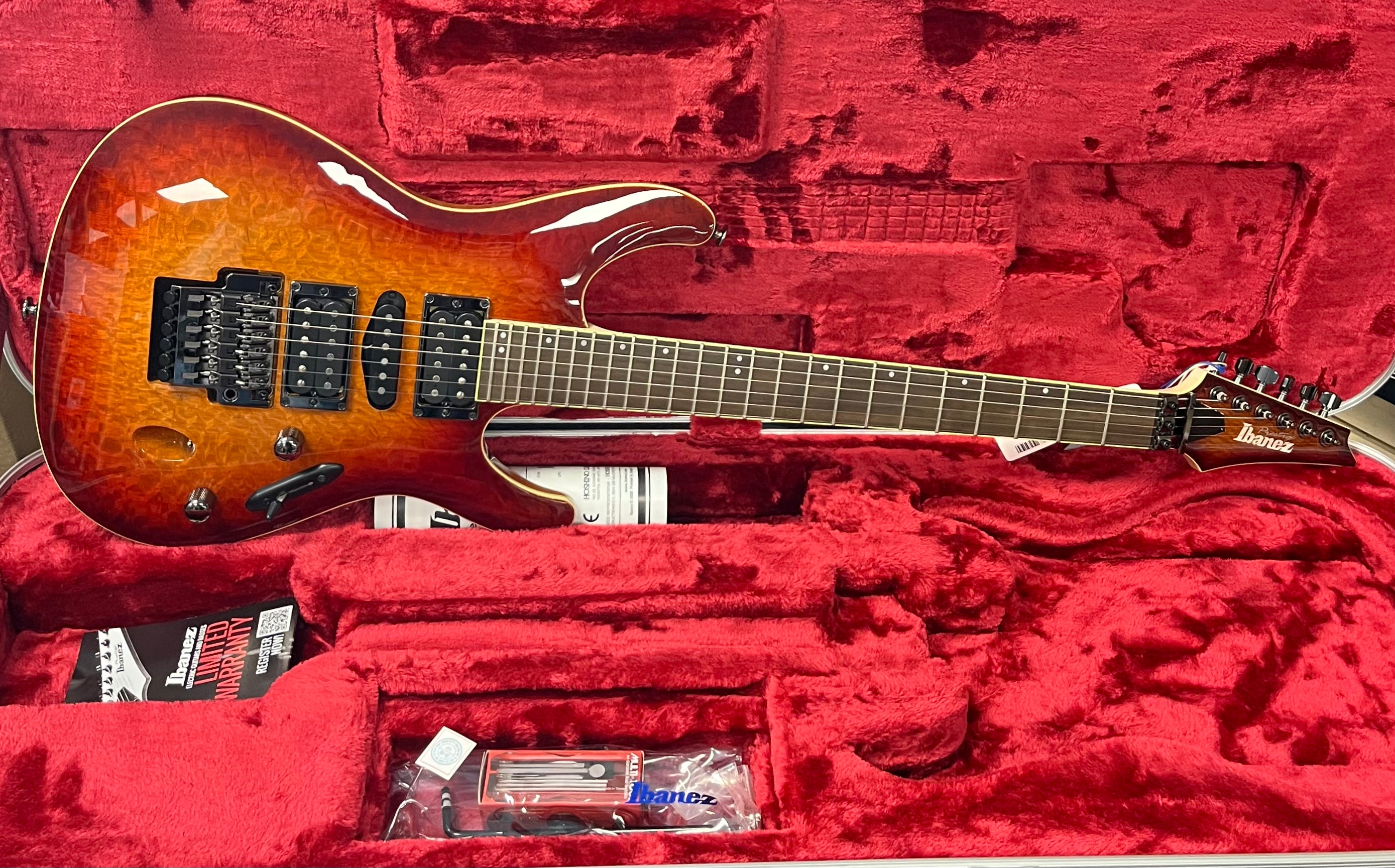 Ibanez MADE IN JAPAN S6570SKSTB Prestige S Electric Guitar with Silk Oak Top Sunset Burst SERIAL NUMBER F2410951 - 7.2 LBS