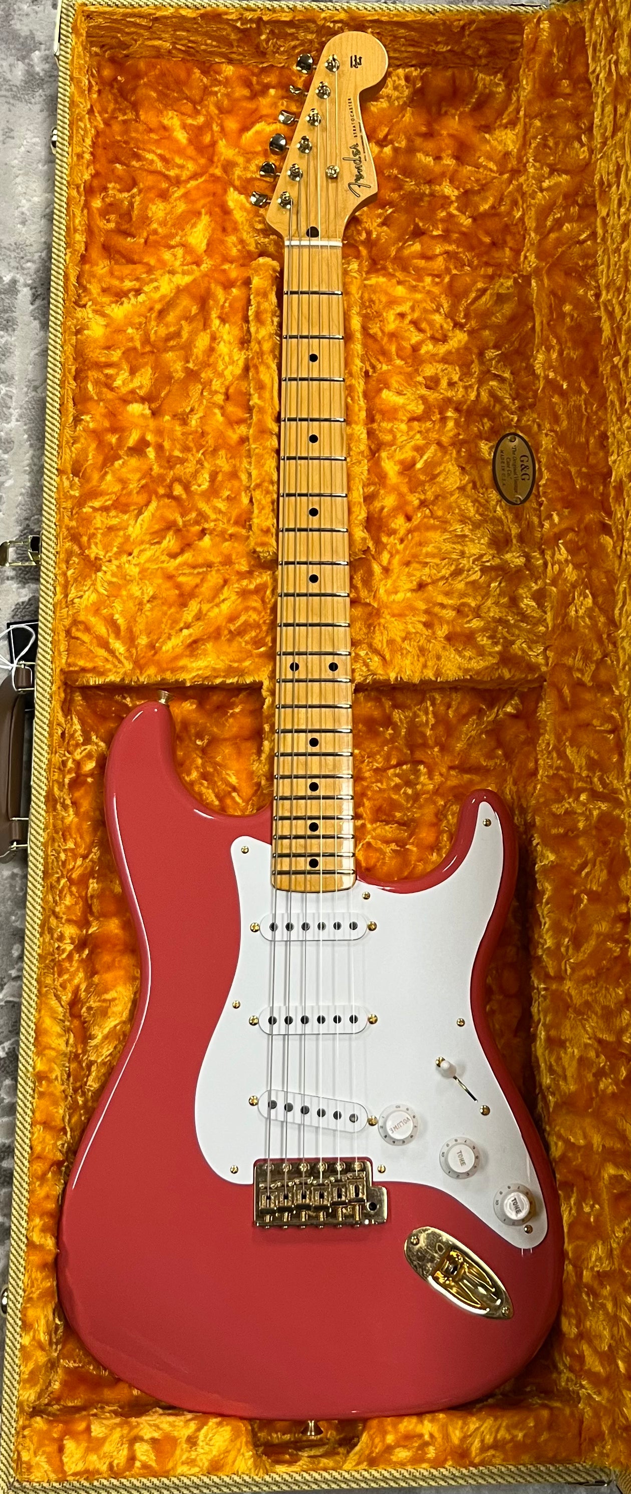 Fender Custom Shop 1955 Stratocaster DLX Closet Classic 1-Piece Maple Neck, Faded Aged Fiesta Red 9235700037 SERIAL NUMBER CZ585538 - 6 LBS 15 OZ