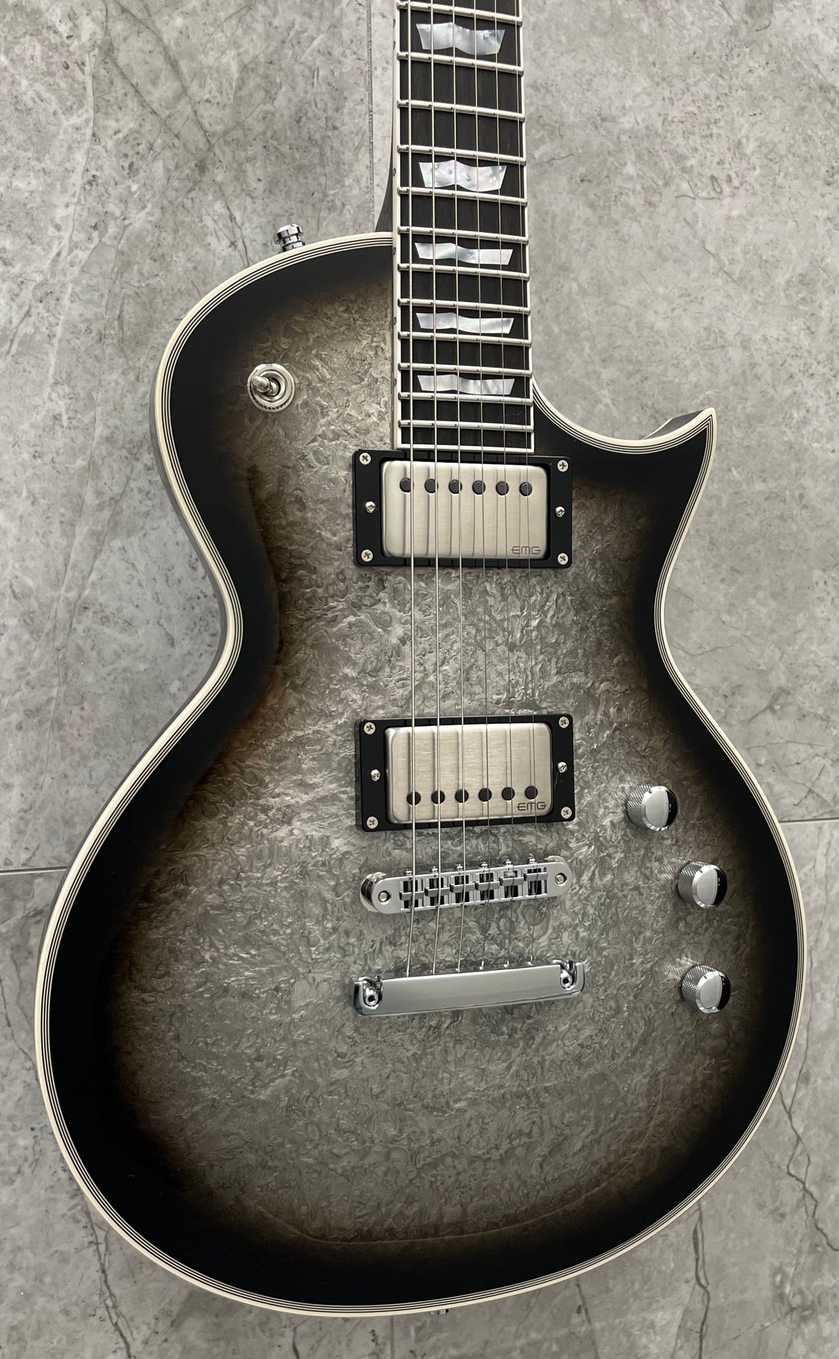 esp eclipse original white 2019 – chicago music... ESP ORIGINAL SERIES ECLIPSE CUSTOM SILVER LIQUID METAL BURST EECCTMSLM ...