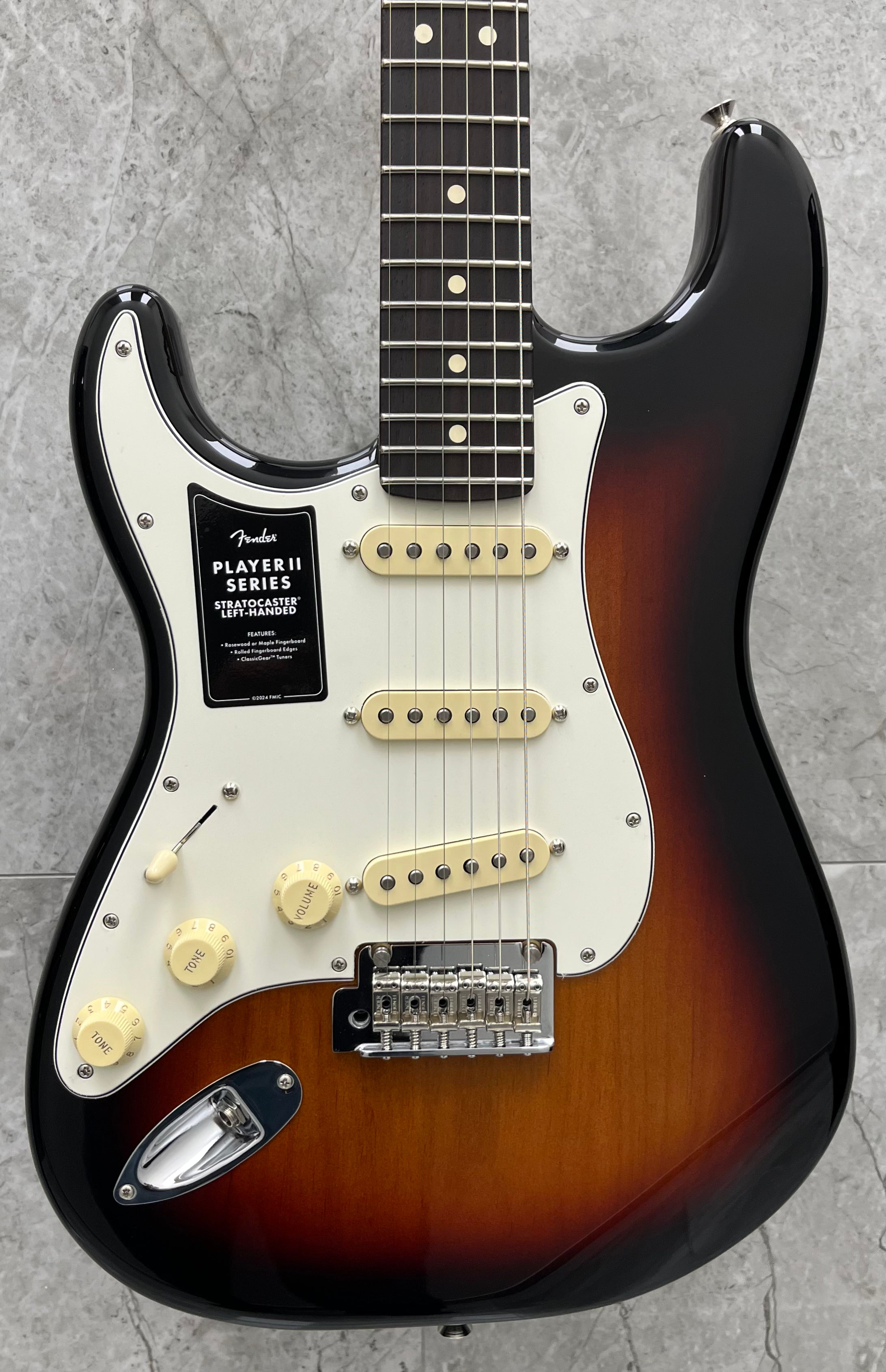 Fender Player II Stratocaster Left Hand, Rosewood Fingerboard, 3-Color Sunburst 0140530500 SERIAL NUMBER MX25003623 - 8.0 LBS