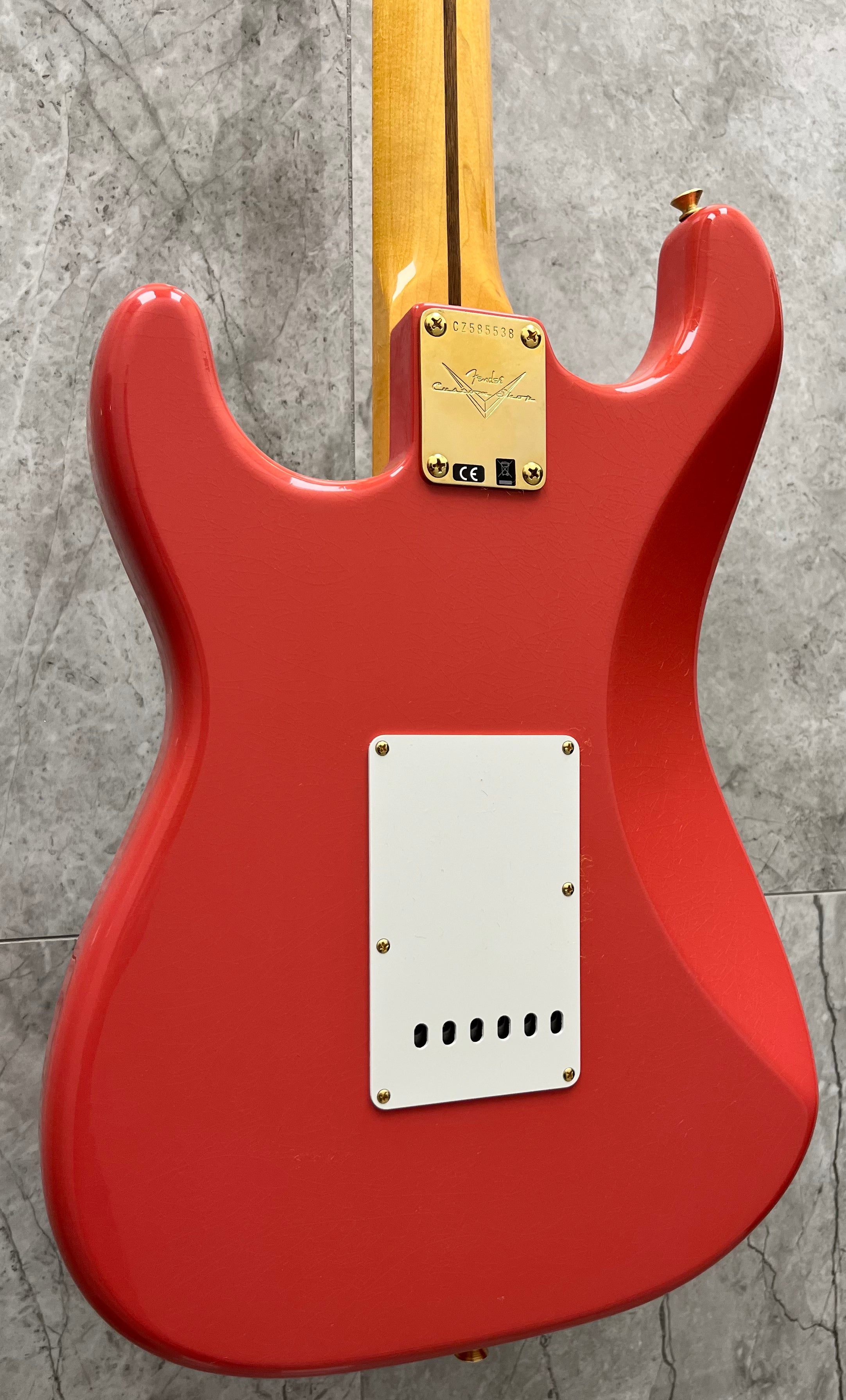 Fender Custom Shop 1955 Stratocaster DLX Closet Classic 1-Piece Maple Neck, Faded Aged Fiesta Red 9235700037 SERIAL NUMBER CZ585538 - 6 LBS 15 OZ