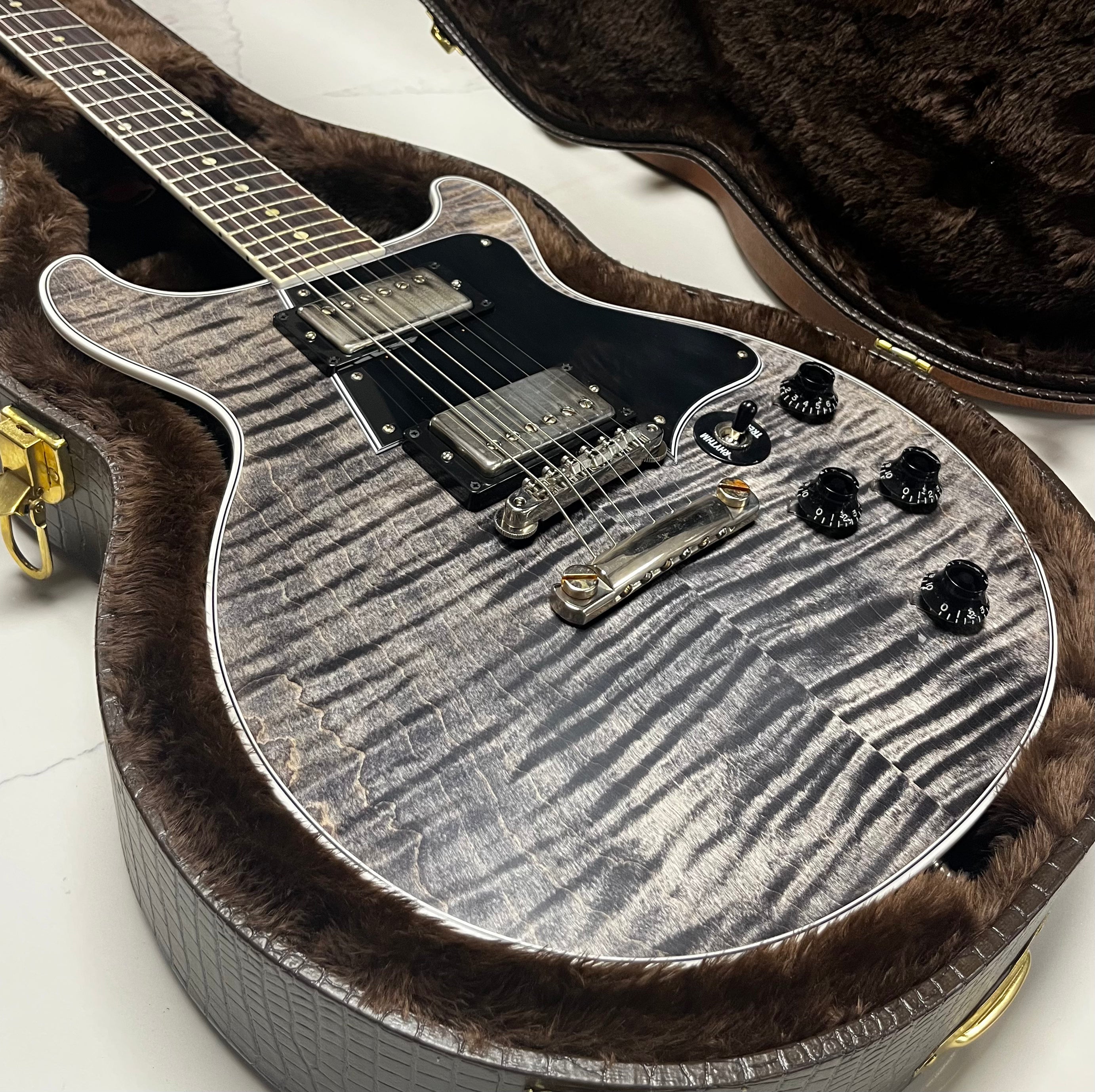 Gibson Custom Shop Les Paul Special Double Cut VOS Figured Electric Guitar - Trans Black CUS24256 SERIAL NUMBER CS501878 - 7 LBS 14 OZ