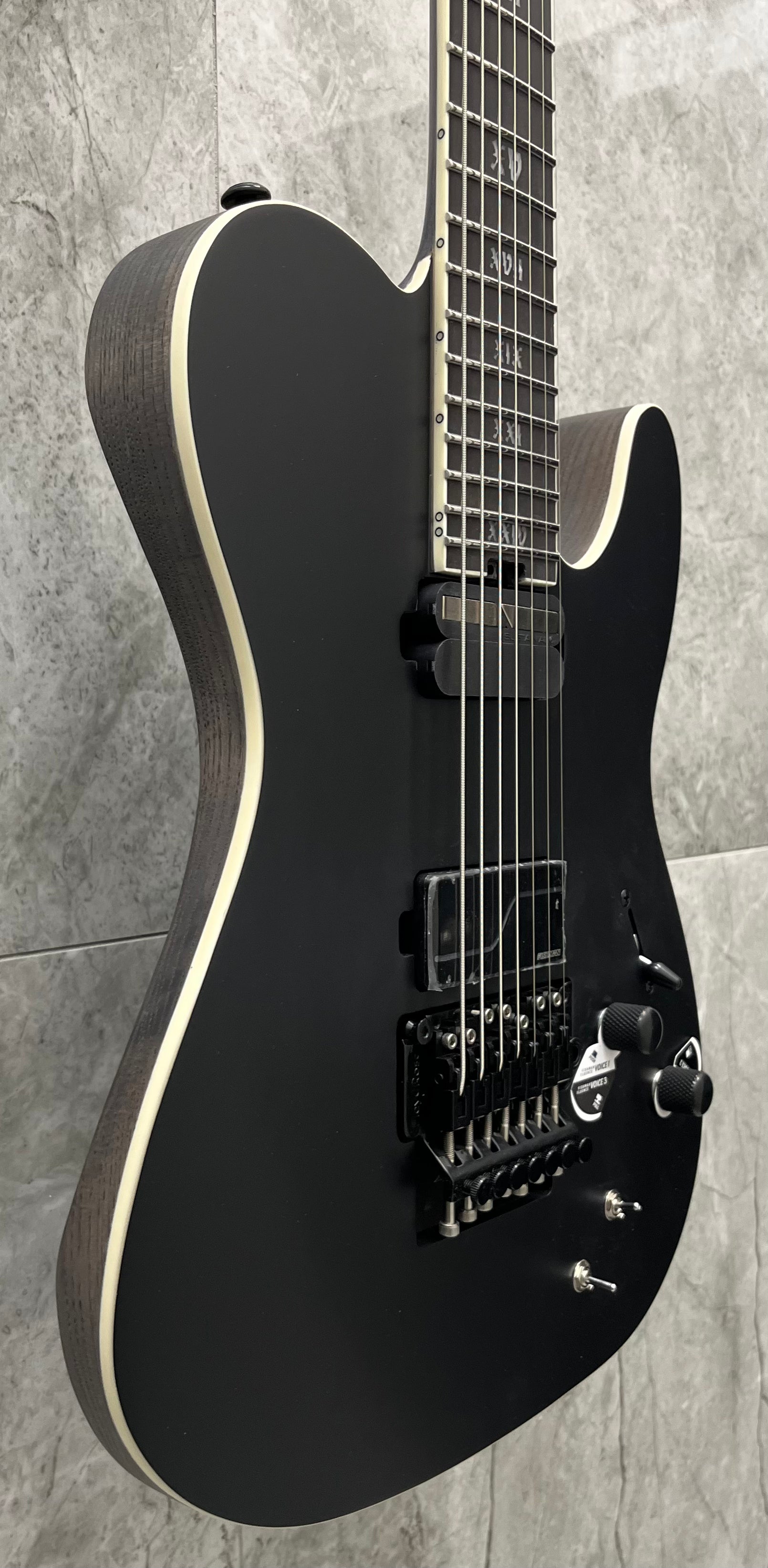 Schecter Pt 7 String Fr S SLS ELITE Evil Twin w/ Sustainiac and Floyd Rose Satin Black 1384-SHC