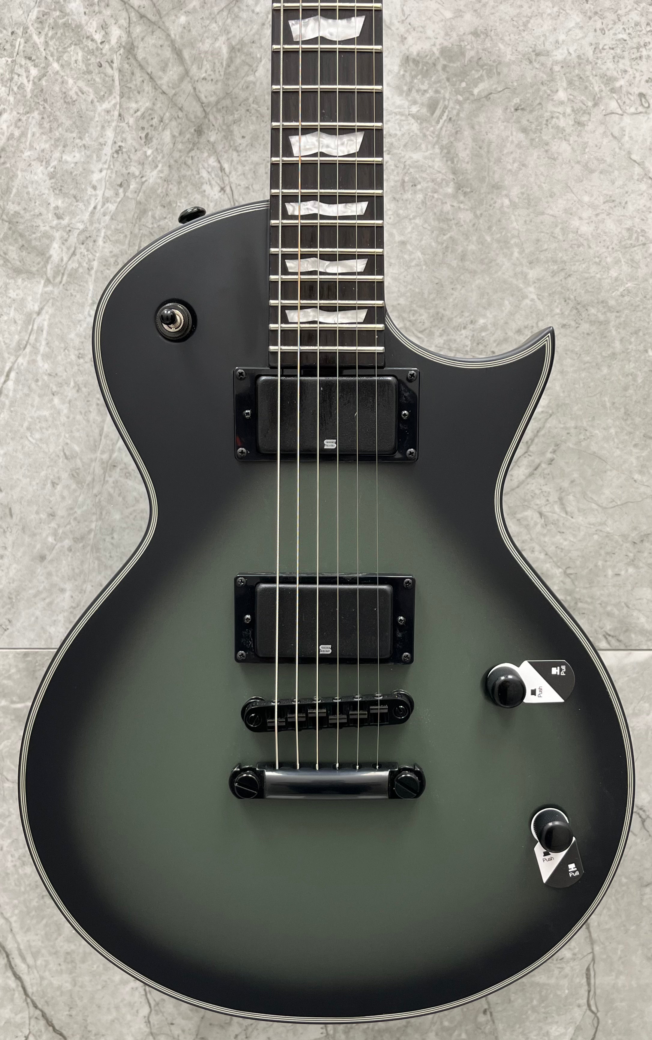 bill kelliher gear ESP LTD BK-600 Bill Kelliher Signature Guitar, Military Green Sunburst — L.A. Music