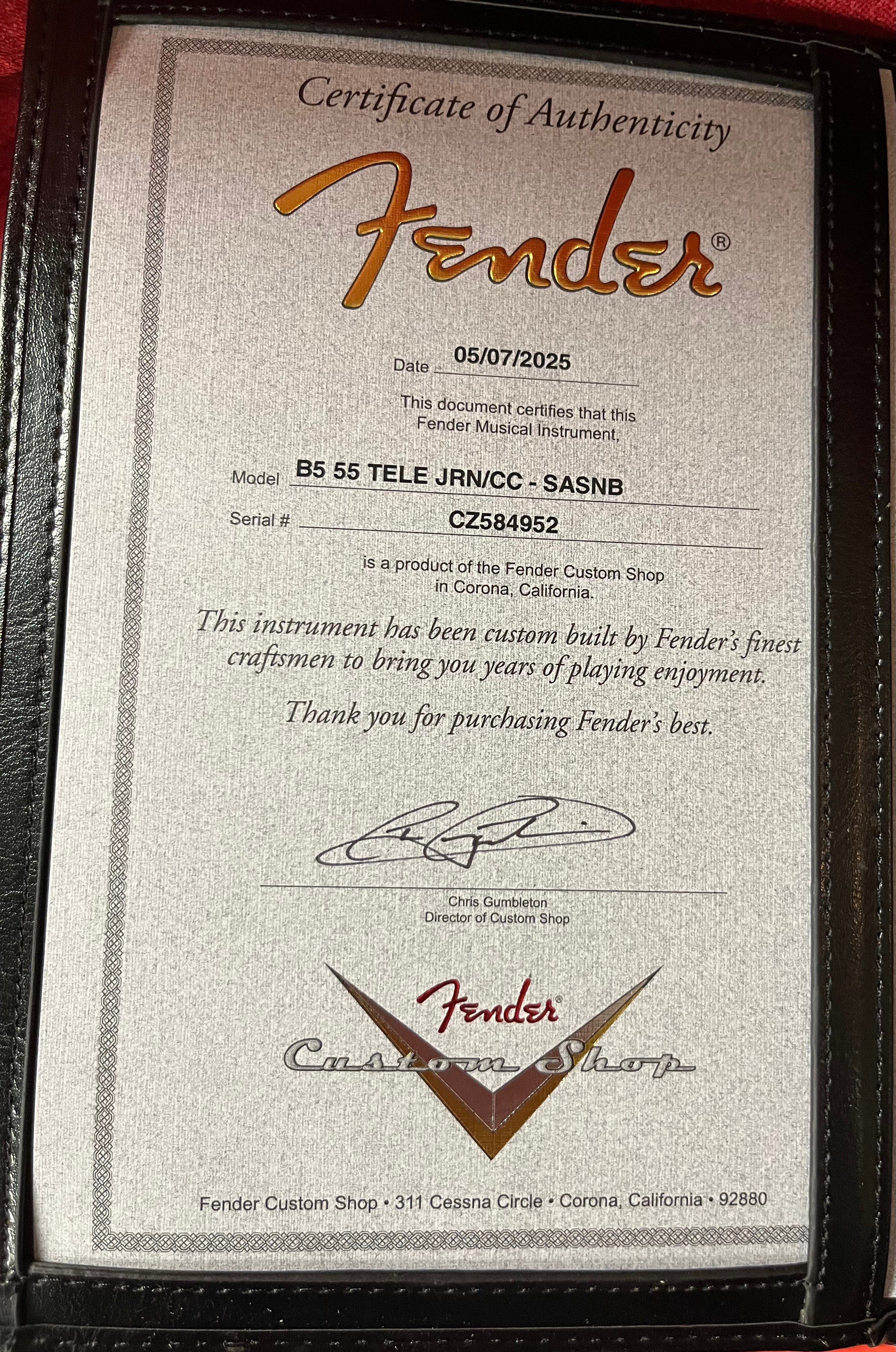 Fender USA Custom Shop 1955 Telecaster Journeyman Relic with Closet Classic Hardware, 1-Piece Quartersawn Maple Neck, Super Aged Sonic Blue 9235700023 SERIAL NUMBER CZ584952 - 7.0 LBS