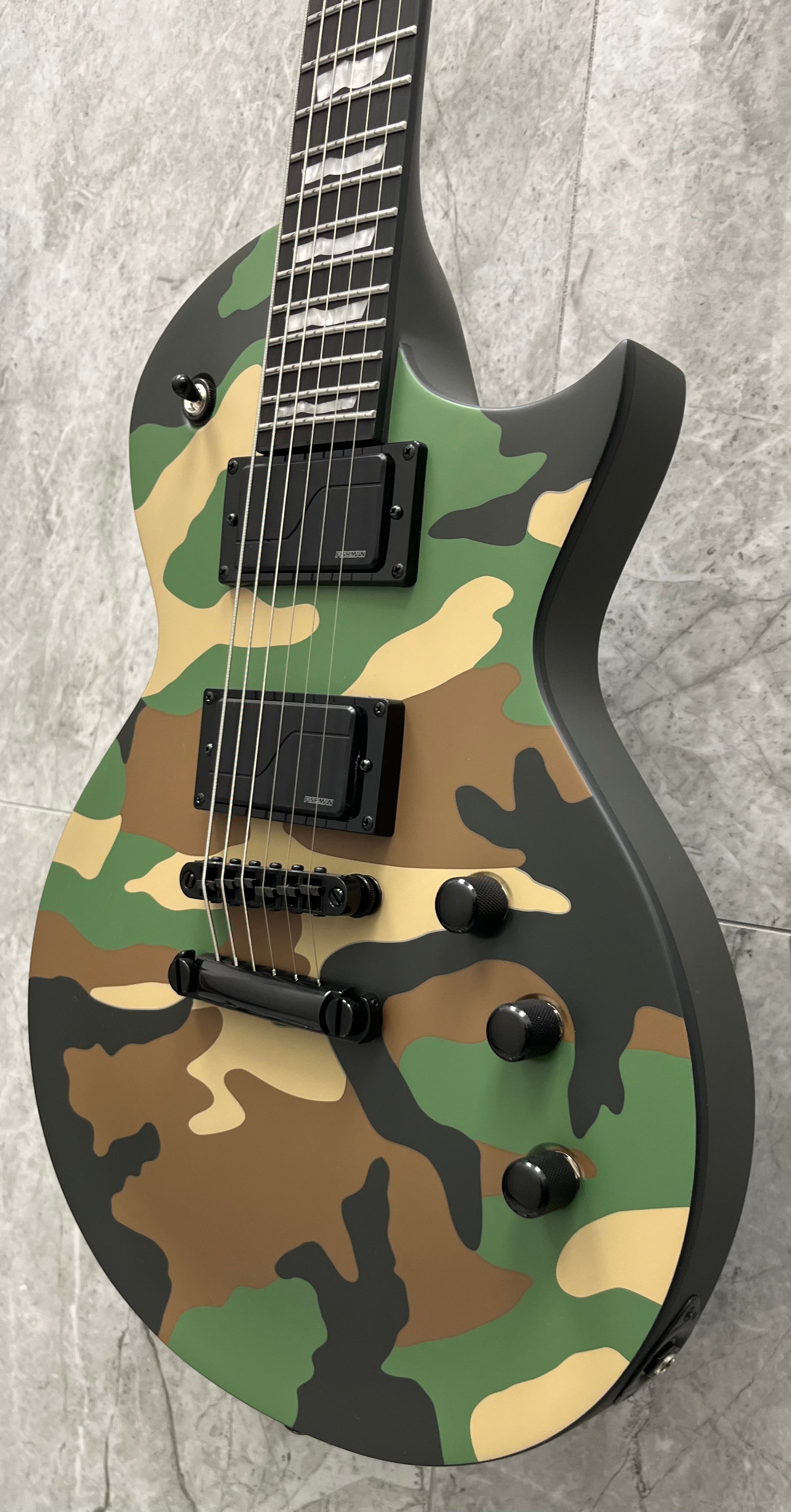ESP LTD EC-1000 EC1000 FISHMAN PICKUPS AND STAINLESS STEEL FRETS Woodland Camo Satin LEC1000WCS PLAYER GRADE - SERIAL NUMBER W23103106 - 7 LBS 4 OZ