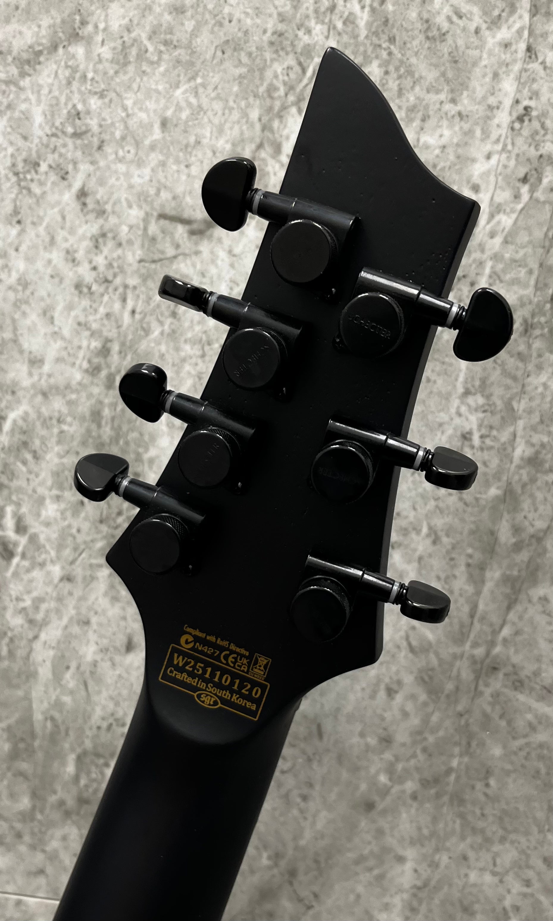 Schecter PT-7 Black Ops 7 String Multiscale Electric Guitar, Satin Black Open Pore 621-SHC SERIAL NUMBER W25110120 - 7 LBS 2 OZ
