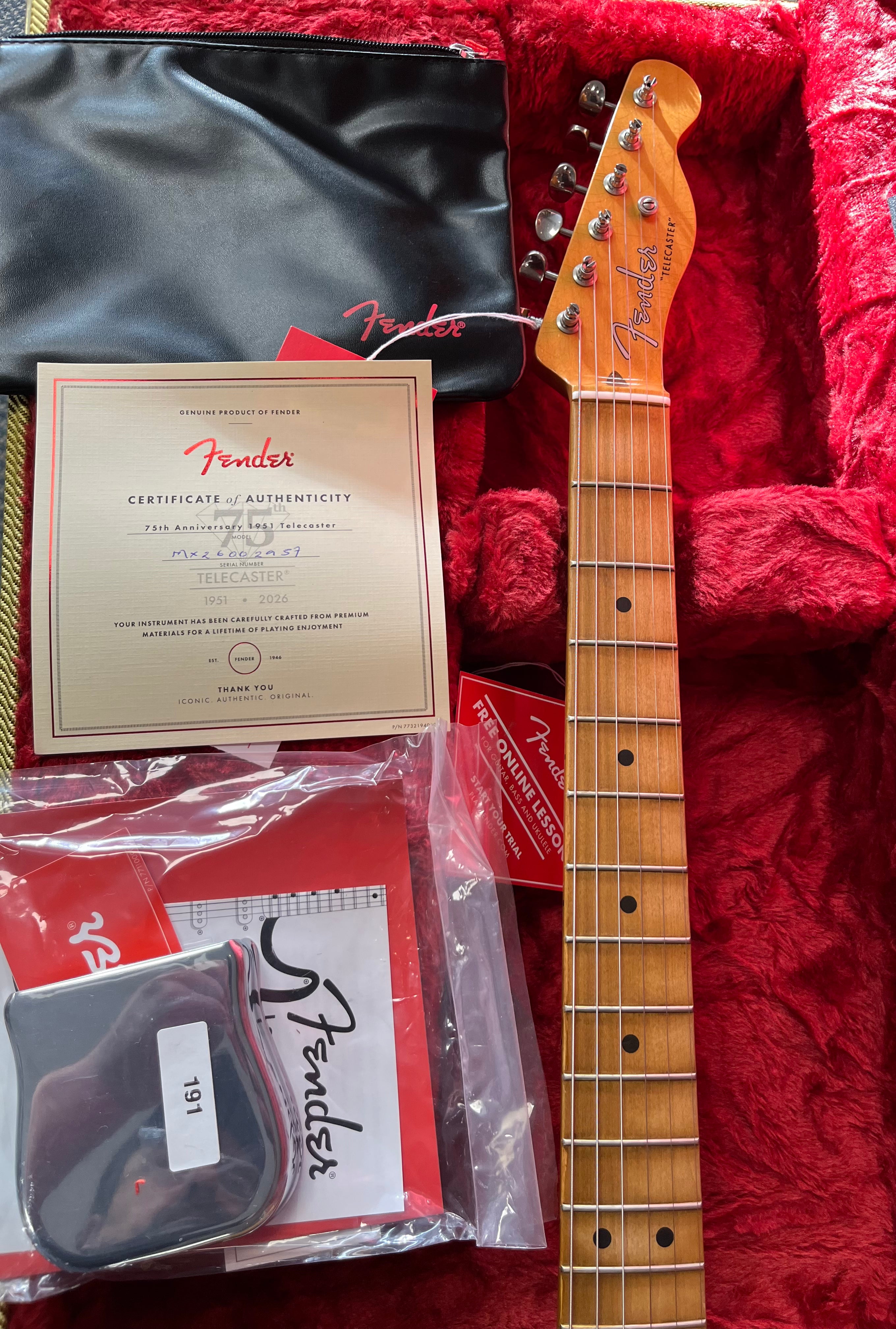 Fender 75th Anniversary Vintera Road Worn 1951 Telecaster Maple Fingerboard Butterscotch Blonde 0140122750 SERIAL NUMBER MX26002957 - 7 LBS 13 OZ