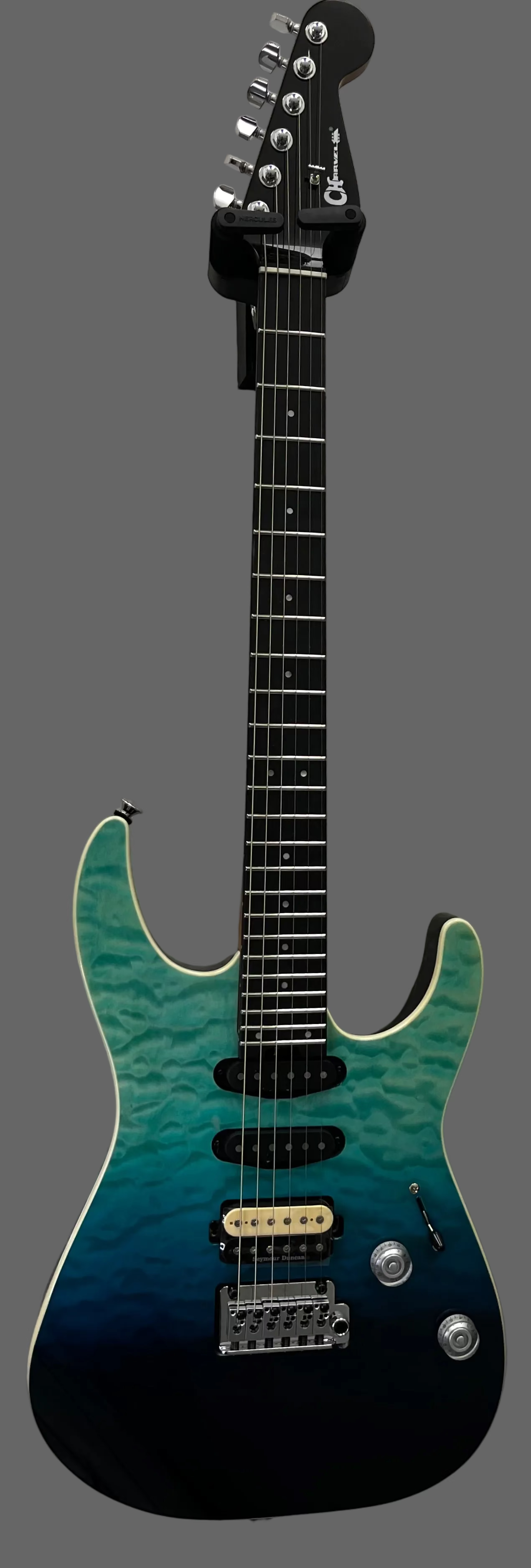 Charvel Pro-Mod Plus Dinky DK24 HSS 2PT EB QM, Ebony Fingerboard, Blue Curaçao 2972813546 SERIAL NUMBER ICC2601378 - 7 LBS 1 OZ