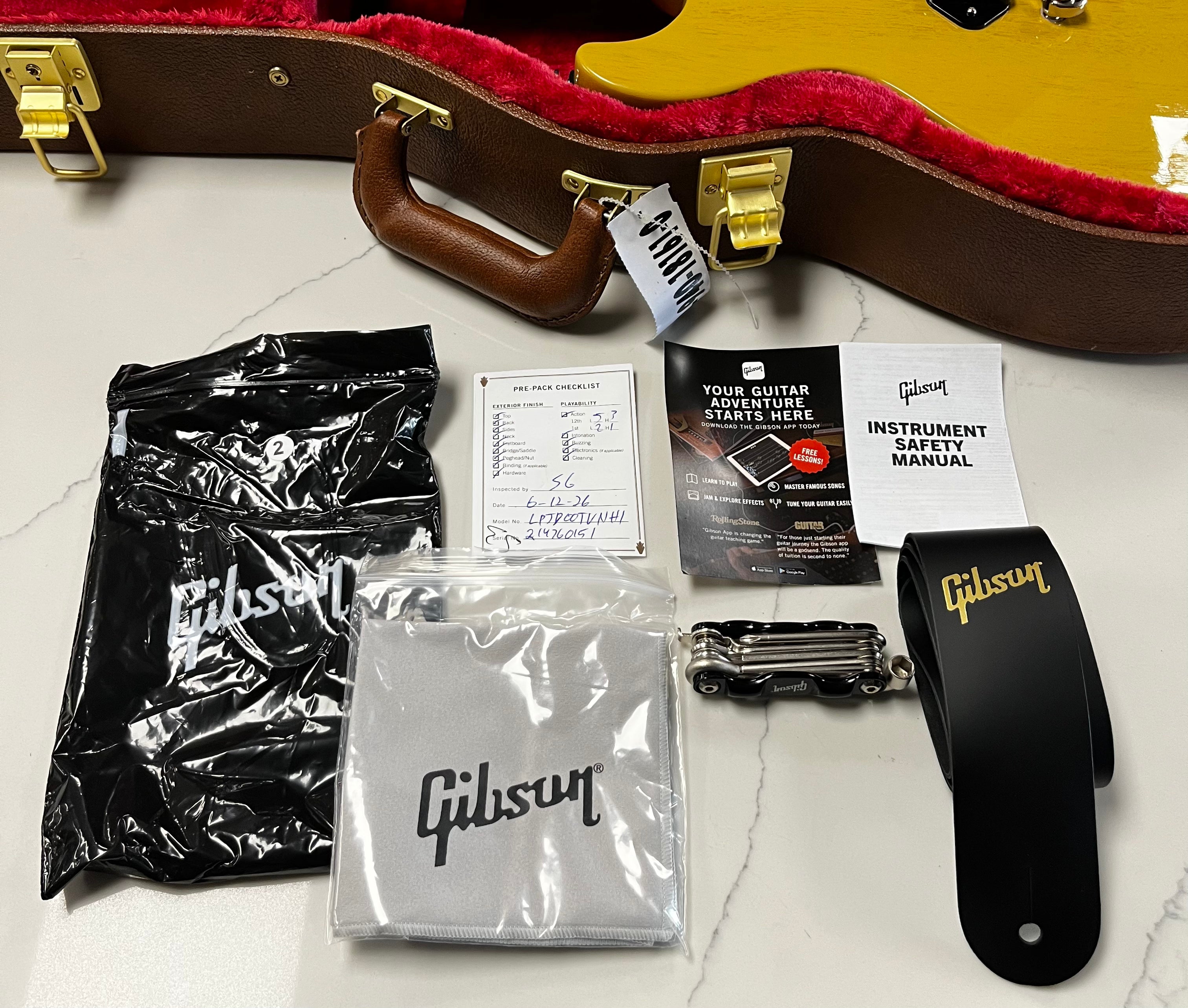 Gibson USA Les Paul Junior Double Cut Electric Guitar with Hardshell Case - TV Yellow LPJD00TVNH SERIAL NUMBER 214760151 - 7 LBS 2 OZ
