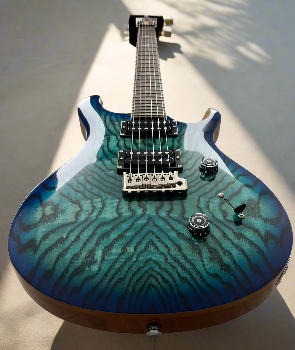 PRS Guitars Limited Edition SE Custom 24 Burled Ash Electric Guitar with Gigbag - Lake Blue 114983::LN: SERIAL NUMBER CTIG105926 - 7.6 LBS